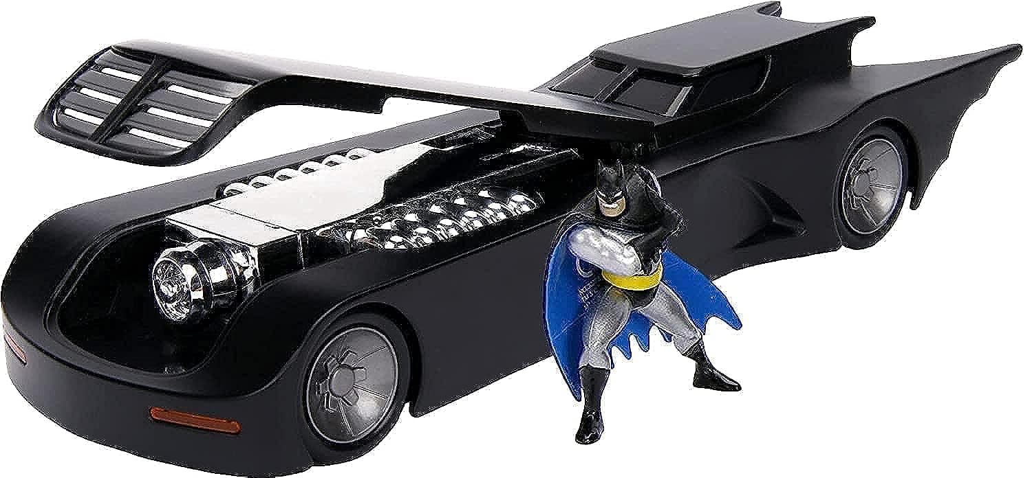 Jada Toys DC Comics 1:24 Batman Animated Series Batmobile Die-cast Car with 2.75" Batman Figure, Toys for Kids and Adults