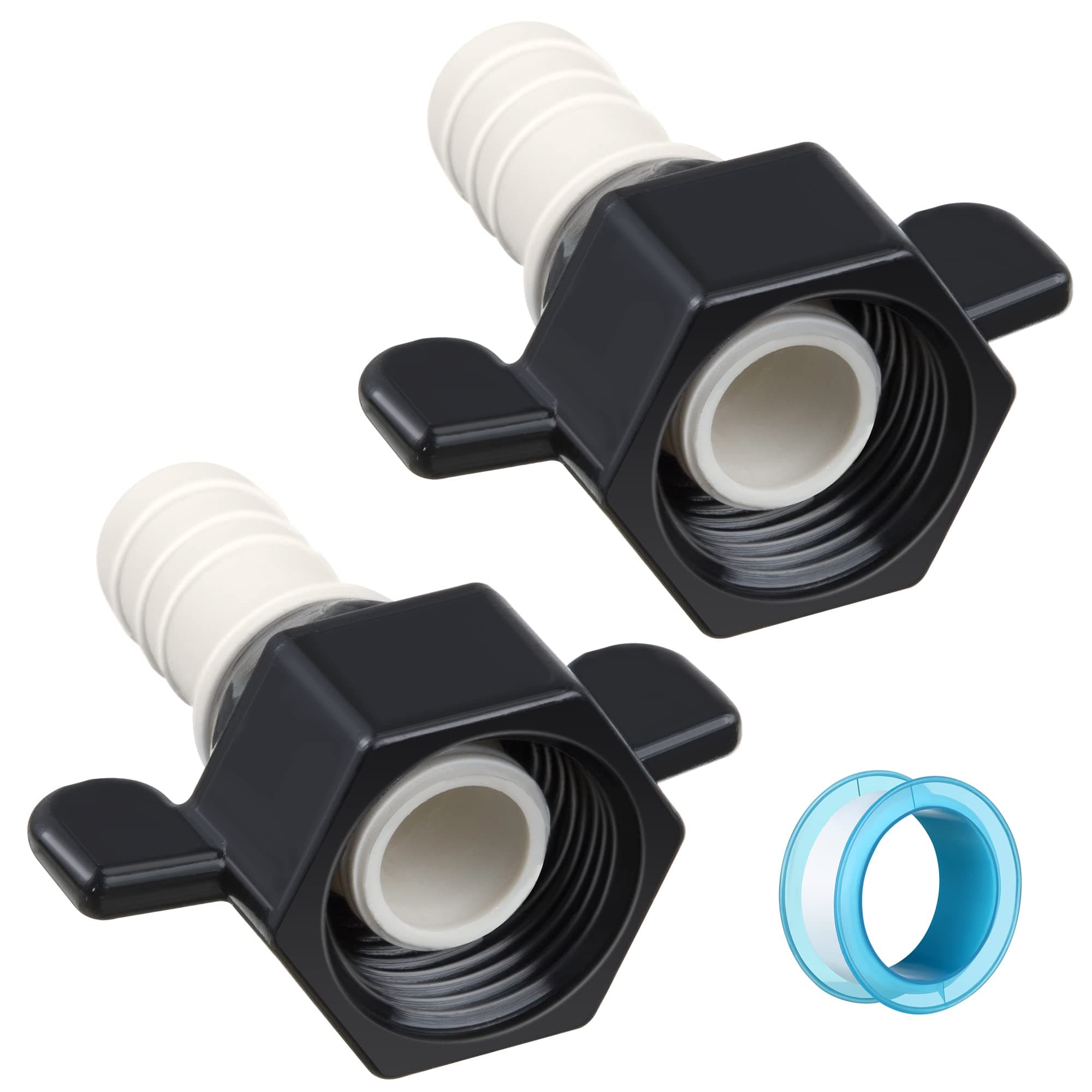 Dreyoo 1/2 Inch x 14 NPT Barb Elbow and Straight Swivel Adapter RV Water Pump Fittings with Thread Seal Tape, Female Threaded Pex for Strainer (Straight) (Dreyoo-Fittings-2354)