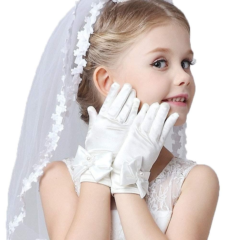 WISSBLUEGirls Veil First Communion And Gloves,For girls veil first communion