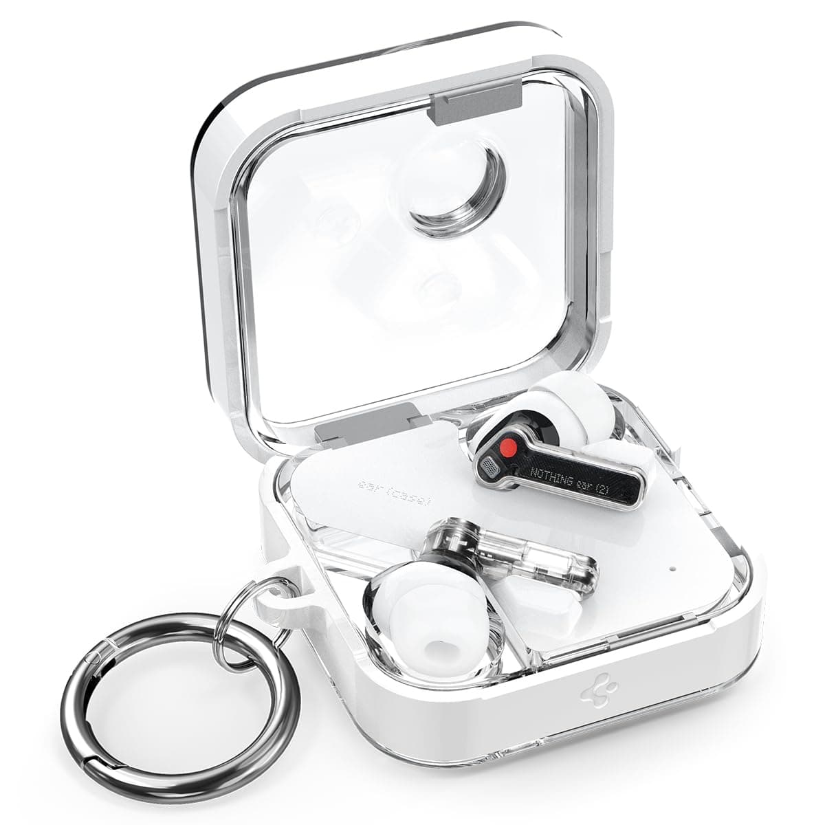 Spigen for Nothing Ear (2) Case, Carabiner Included, Shock-Proof, Light & Compact Cover, (Ultra Hybrid) - Jet White