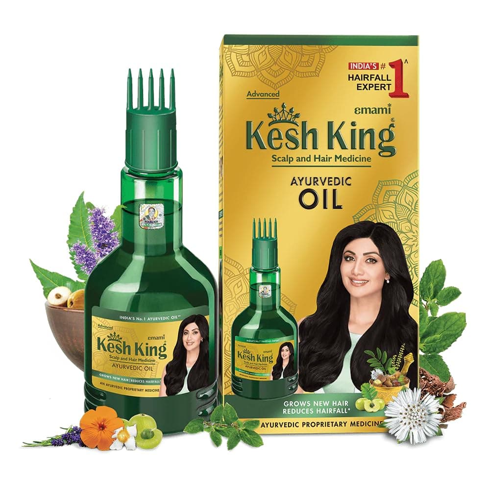 Kesh King Ayurvedic Hair Oil | Herbal Oil with Bhringraj & Amla | Enhance Hair Growth | Reduce Hairfall | Nourishes Scalp | Provides Long & Thick Hair | 1.69 Fl Oz/50ml