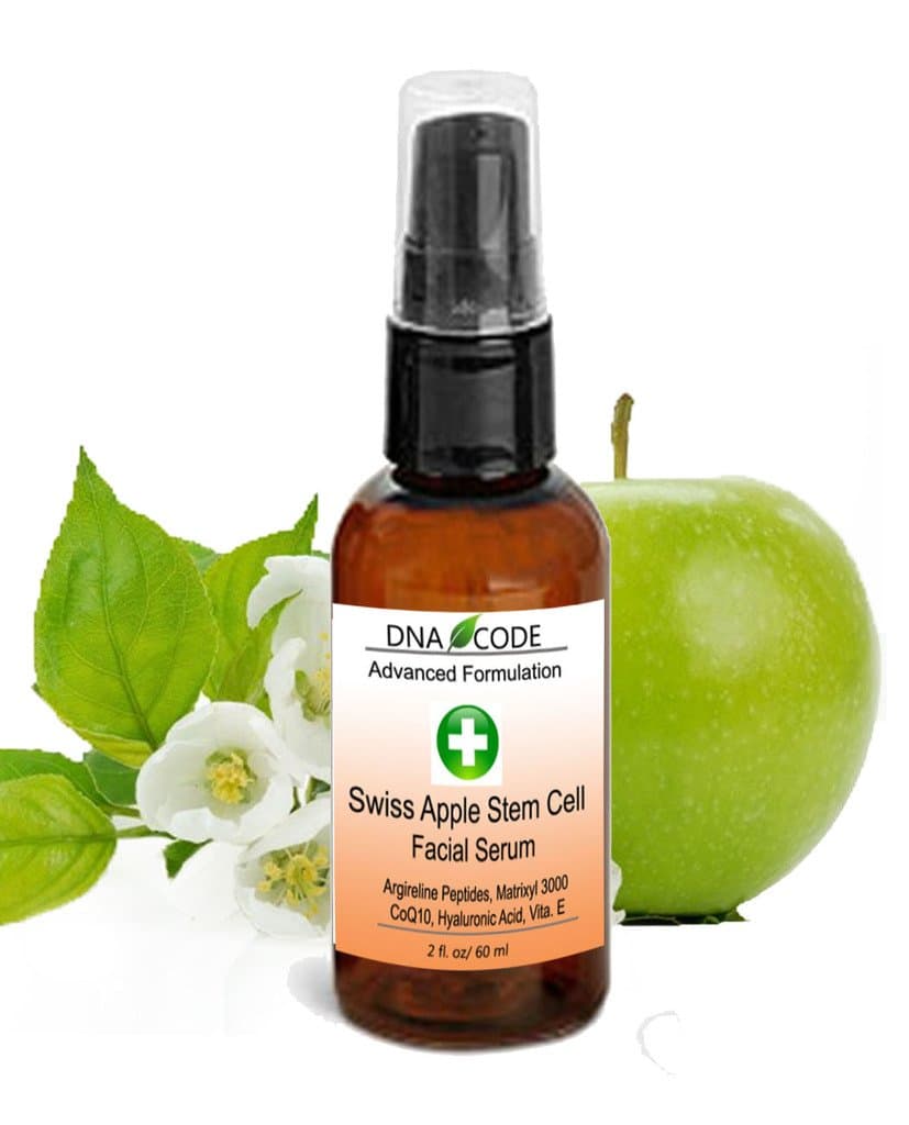 Swiss Apple Stem Cell Serum w/ Argireline, Matrixyl 3000, Hyaluronic Acid, CoQ10. Big 2 OZ or 4 OZ by DNA CODE Skin Care