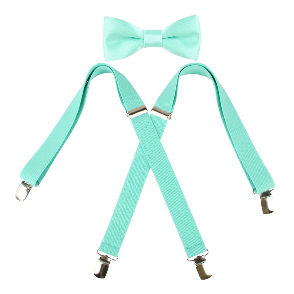 Kat Cheung Bahar 2PCS Bow Tie And Suspenders Set For Kids 4 Clips Adjustable X