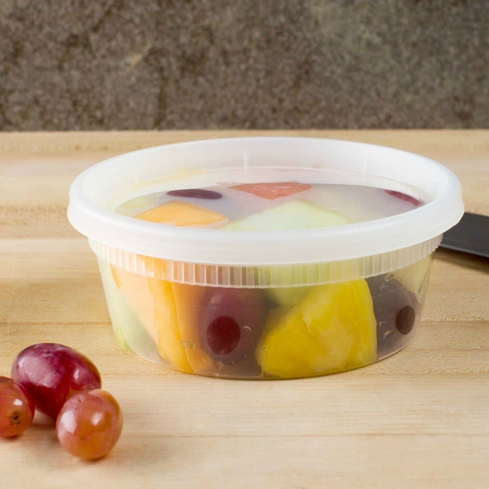 Deli Plastic Containers with Lids, Microwaveable Transparent Food Storage Container - 8 oz., Made in USA. 30 PACK Transparent.