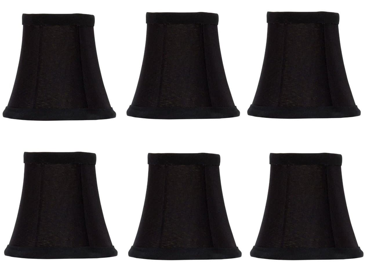Upgradelights Set Of 6 Chandelier Lamp Shades 6 inch Black Silk with Gold Lining