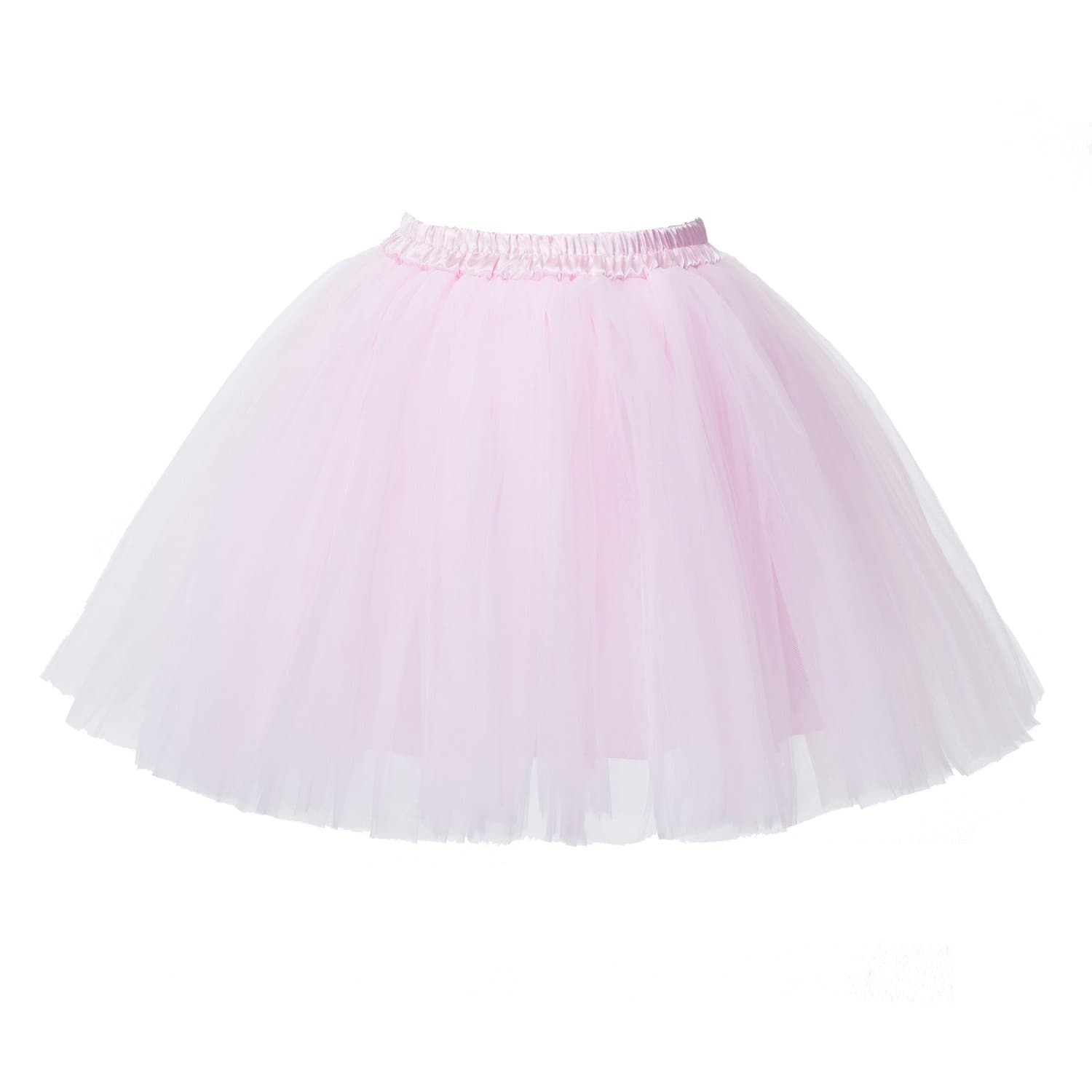 PerfectDay Women's Mini Tutu Ballet Multi-layer Ruffle Frilly Petticoat Skirt Pink