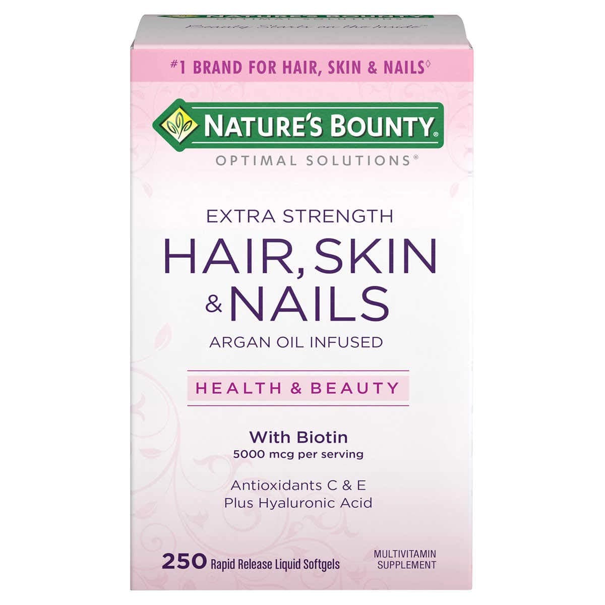 Hair Skin Nails 5000 Mcg of Biotin - 250 Coated Tablets Regular and Extra Strength