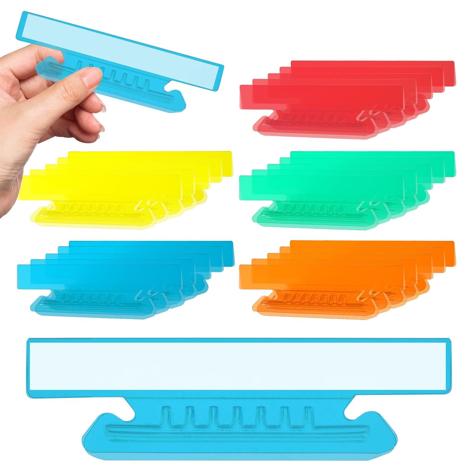 50 Pieces 4 Inch Hanging File Folder Tabs and Inserts Large Clear Plastic Hanging Folder Tabs for Filing Cabinet Folders Labels Back to School Supplies Assorted Colors (50)