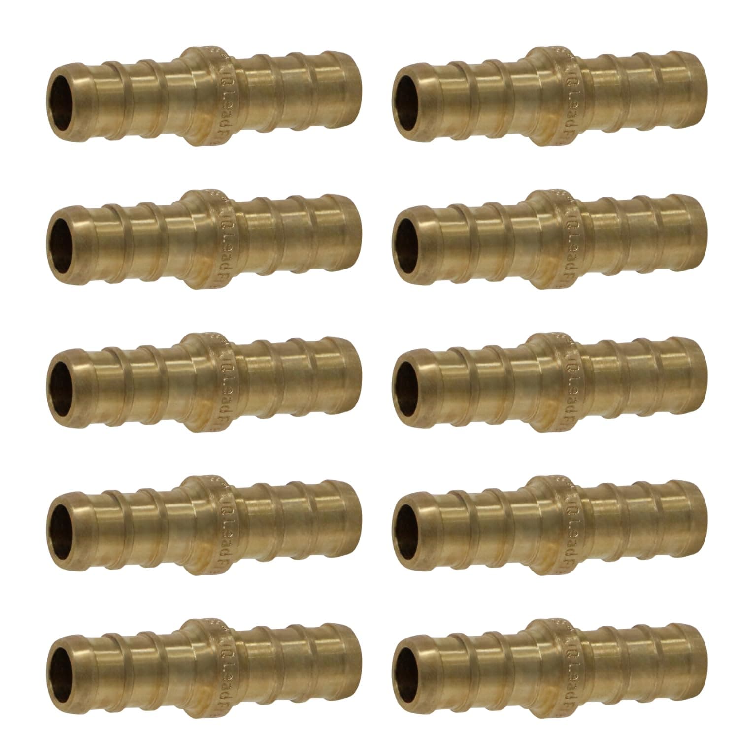 10 Pieces XFITTING 3/8" Pex Couplings - Brass Crimp Fittings, Full Port