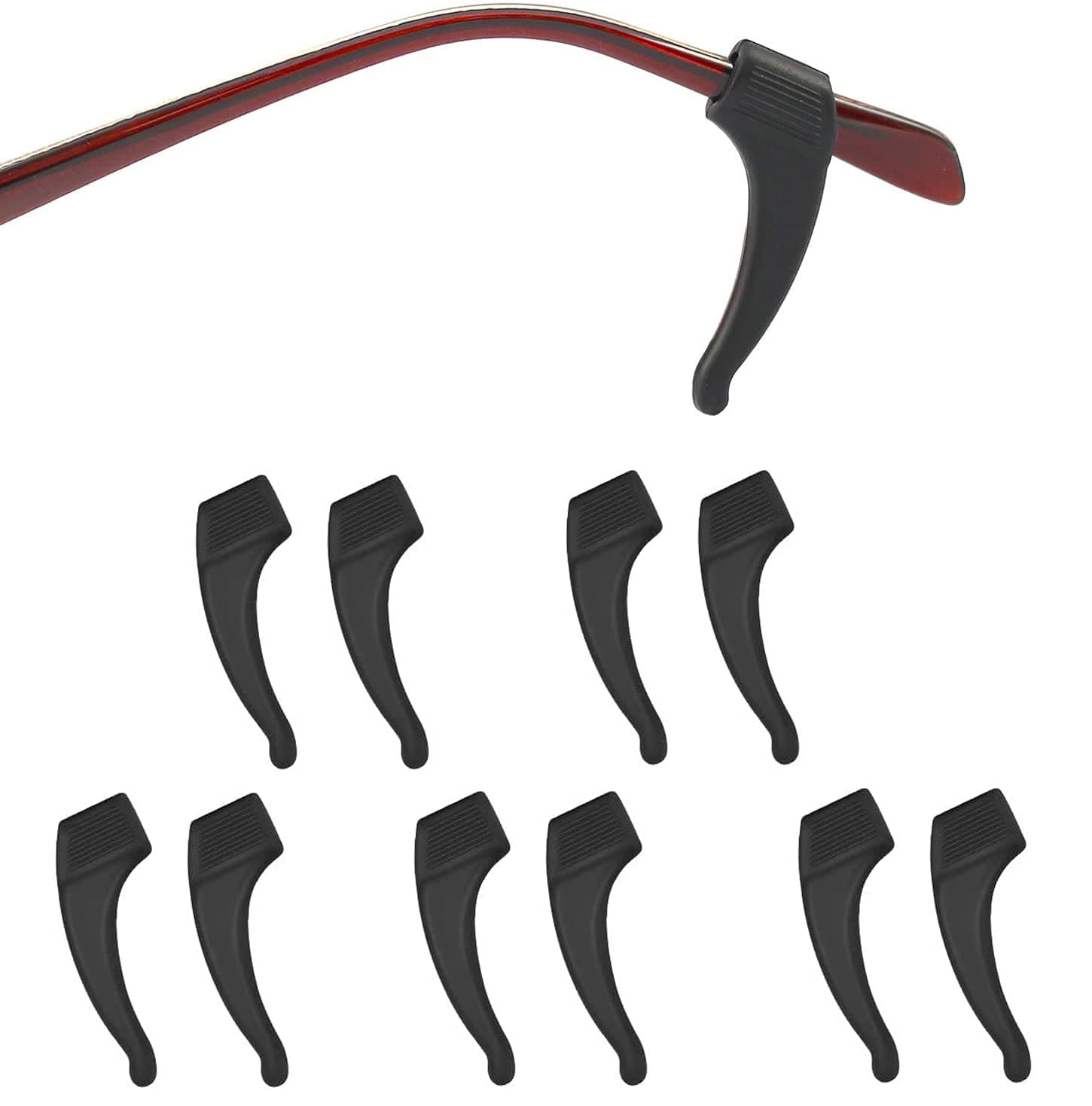 8 Pairs Eyeglass Ear Grip Hooks, Anti-Slip Soft Silicone Temple Tips Sleeve Retainer for Eyeglass Sunglasses, Perfect Fit - Prevents Your Glasses from Slipping Off (8 Pair Ear Hook)