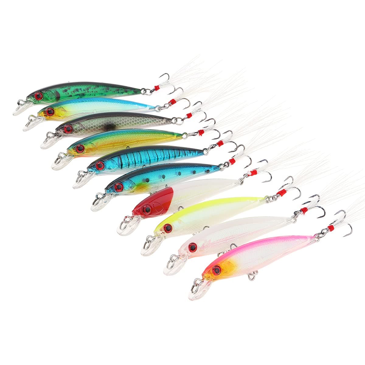 10pcs 3D Artificial Minnow Fishing Lures Baits, Fishing Tackle CrankBait Bass, Hard Bait Swimbait Fishing Lure