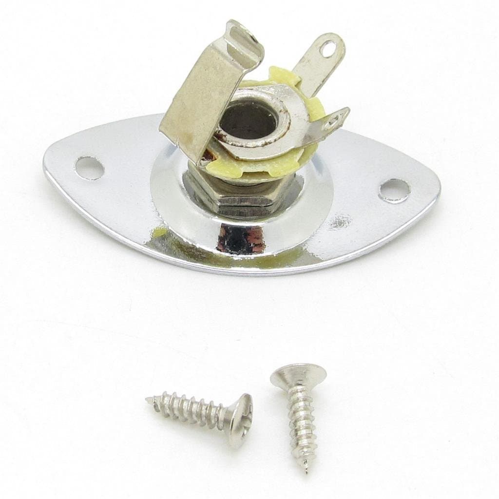 Jack Socket Cover Plate for Oval Style 1/4" (6.35mm) Mono Guitar Input Jack Socket - Iron and Copper Material with 3 Prongs