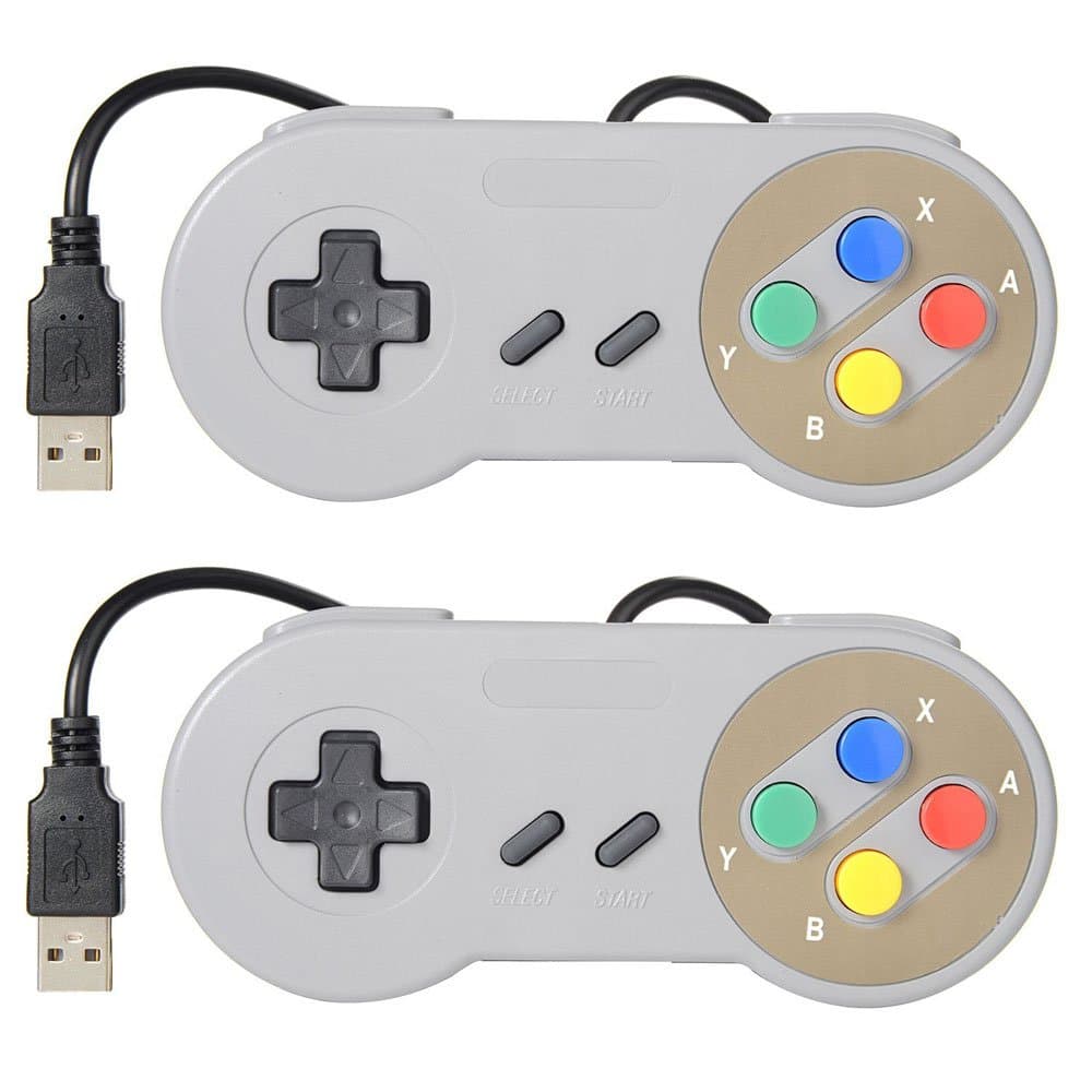 2 Pack USB Controller for Super Nintendo, SNES Retro Famicom Game Gaming Joypad Gamepad for Windows PC MAC Linux Android Raspberry Pi (Multicolored)