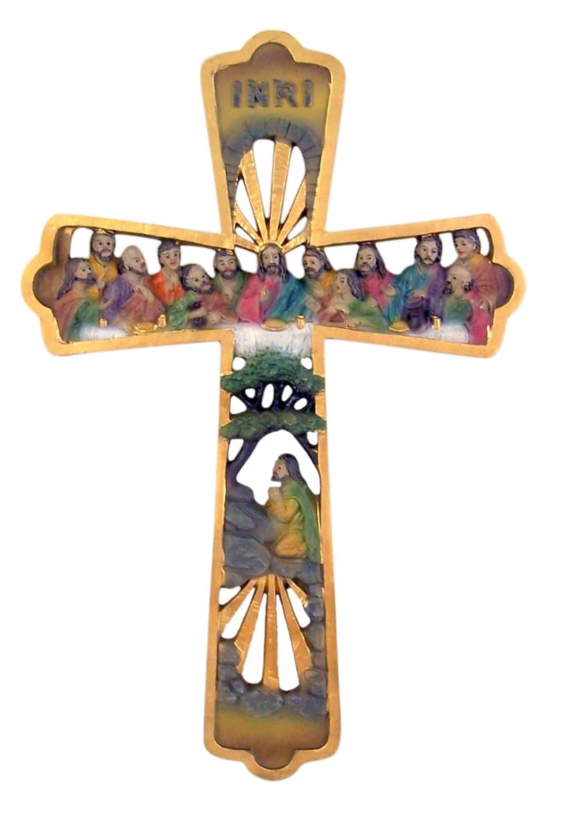 Easter Wall Cross Decor Religious Jesus Christ at The Last Supper Hanging Art, 10 Inch 1/4 Inch