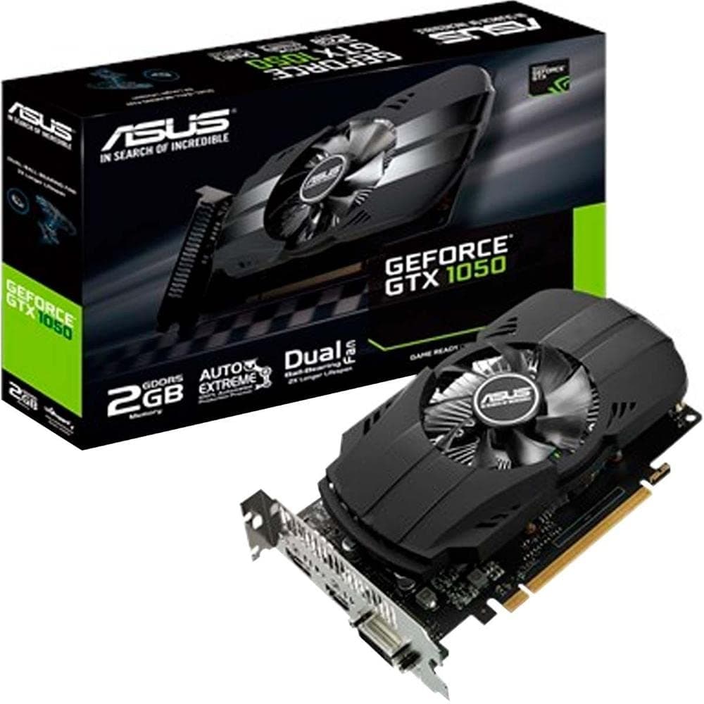 ASUS Geforce GTX 1050 2GB Phoenix Fan Edition DVI-D HDMI DP 1.4 Gaming Graphics Card (PH-GTX1050-2G) Graphic Cards