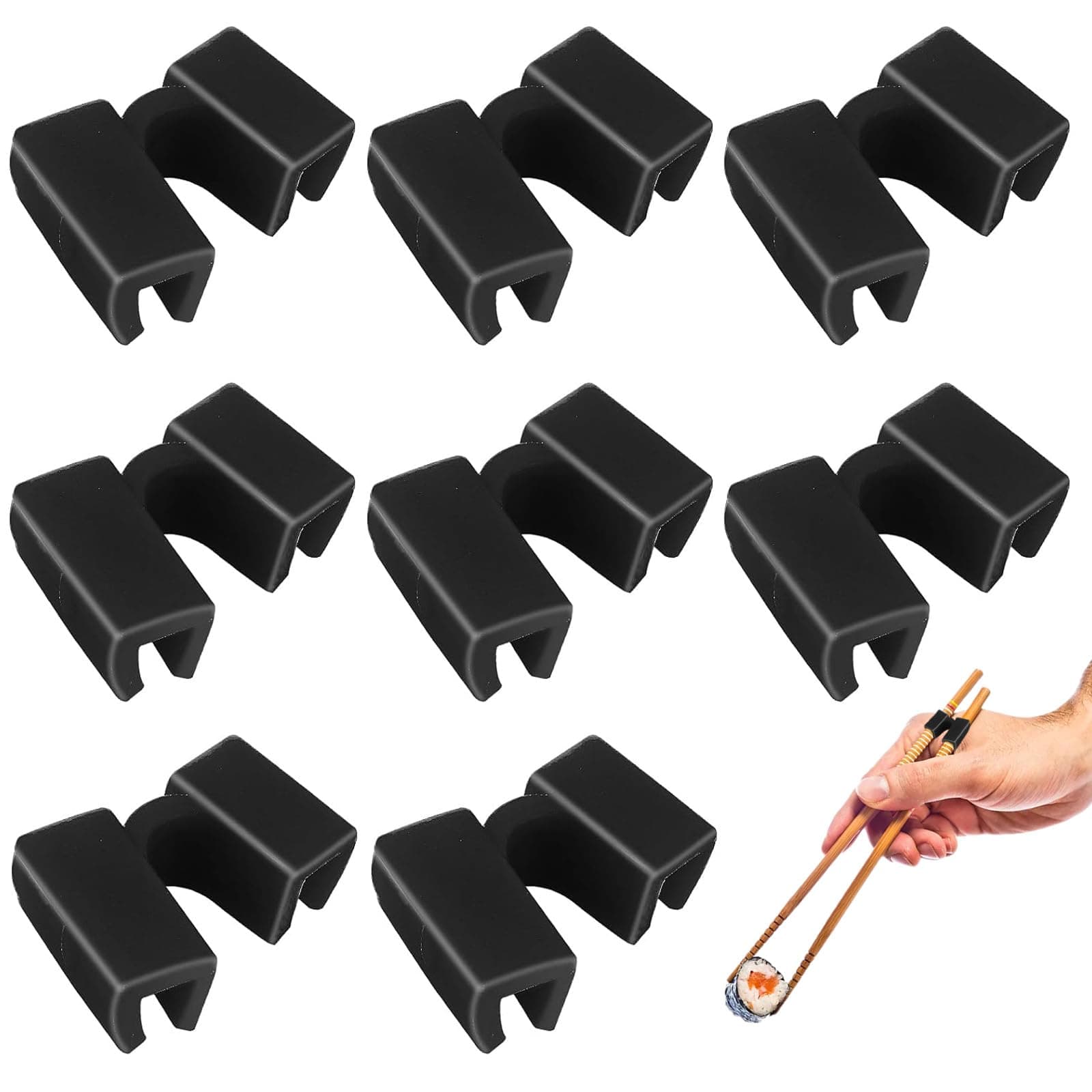 8 Pcs Reusable Chopsticks Helpers Training Chopstick, Chopsticks Trainer Training Chopsticks, Chopstick Hinges Connector for Beginners, Children, Adults