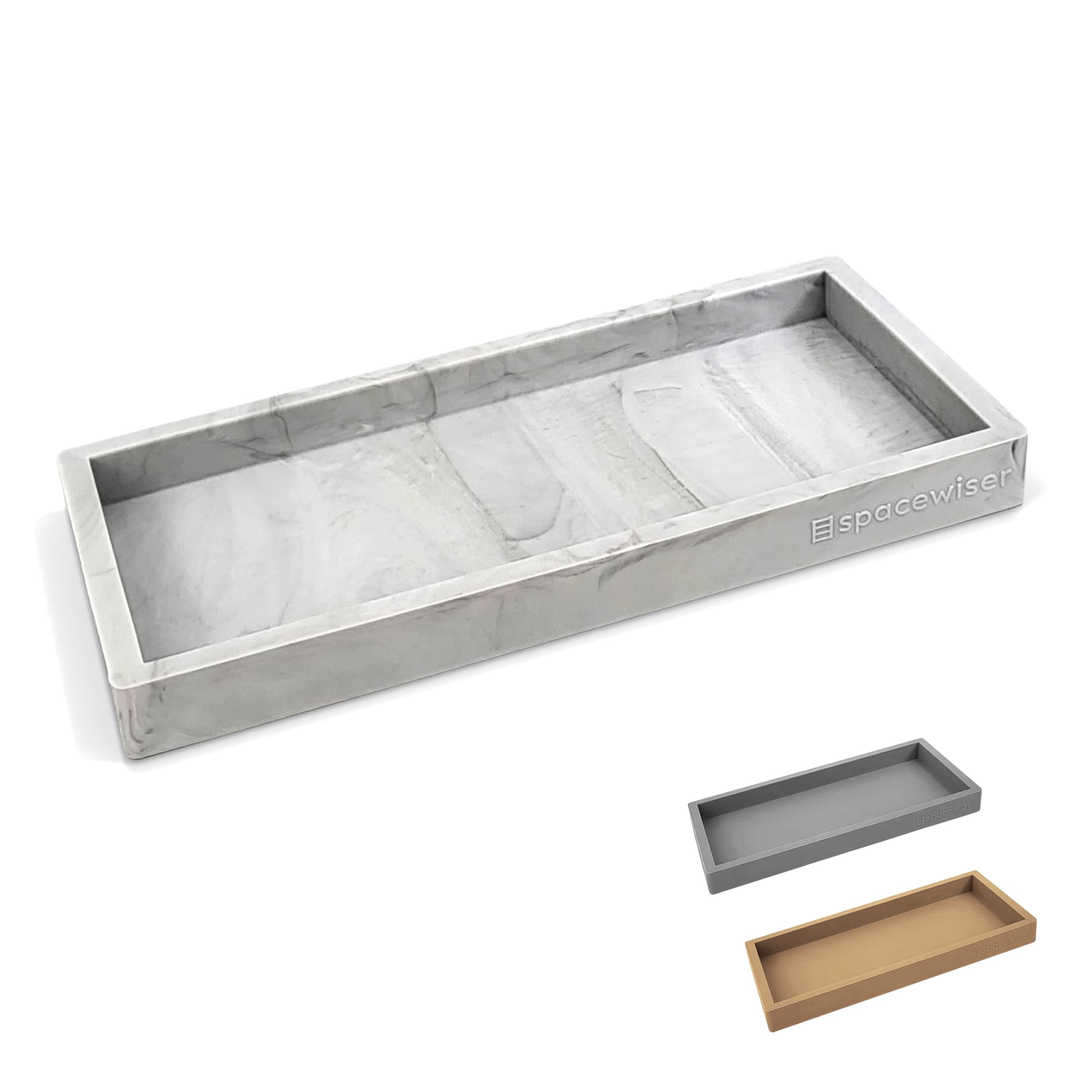 Countertop and Vanity Tray – Small 7.4" Silicone Soap Dispenser Tray, Shatterproof Flexible Bathroom Tray, Kitchen Sink Tray for Soap Bottles, Key Trinket Ring Tray, Original Silicone Tray