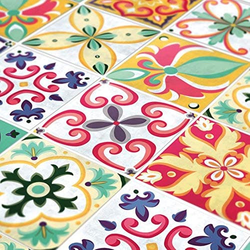 Tiles Stickers Decals - Pack of 24 Tiles - Tiles Decals (Floor - 11.9 x 11.9 inches, Seville Tile Stickers)