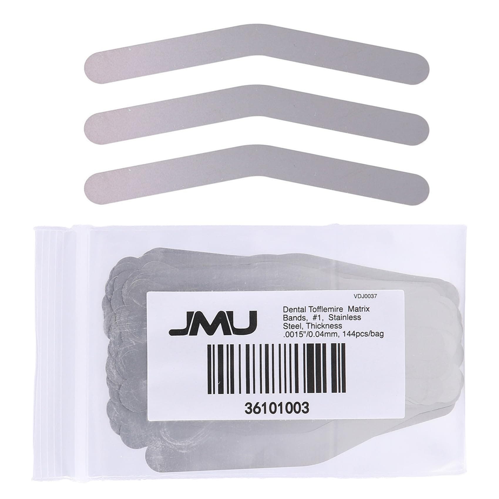 144 Pcs Dental Tofflemire Matrix Bands 1# Stainless Steel, Thickness .0015"/0.04mm