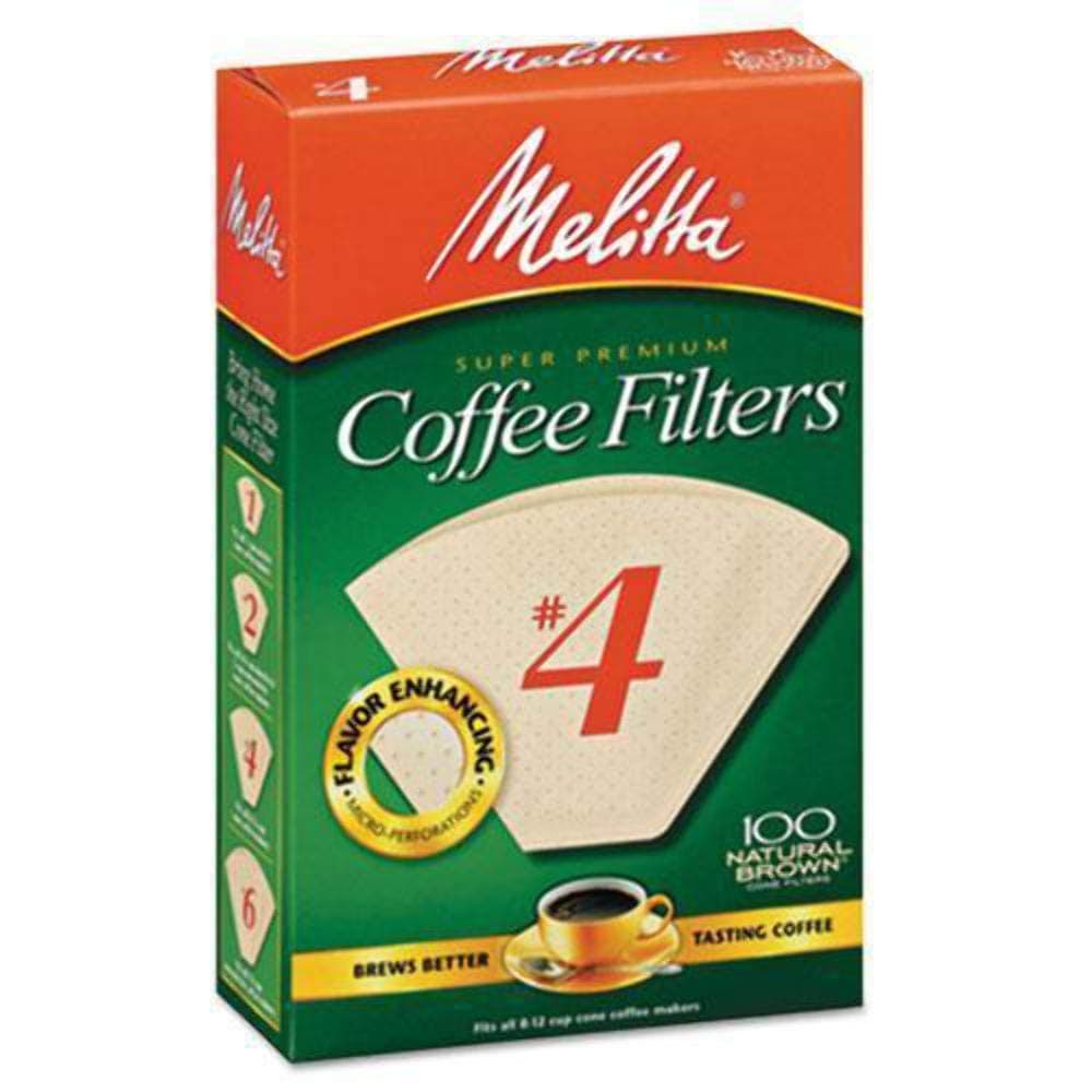 #4 Cone Coffee Filters, Unbleached Natural Brown, 100 Total Filters Count
