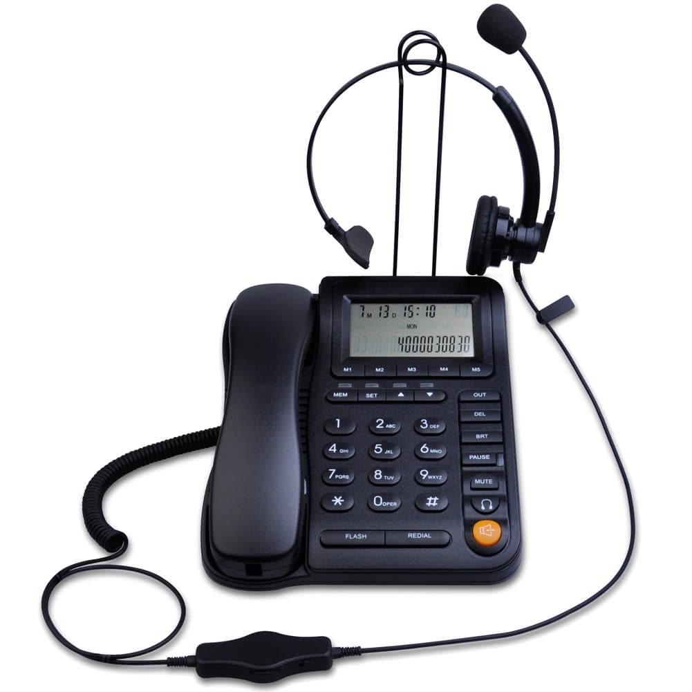 Home Office Corded Phone with Caller ID, KerLiTar LK-P017B Call Center Phones with Headset, Landline Telephone for Business Desktop Phone with Extra-Large Buttons and Display Screen