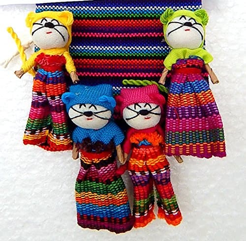Worry Dolls 4 2 Inch Cats with Clothes in a Pouch