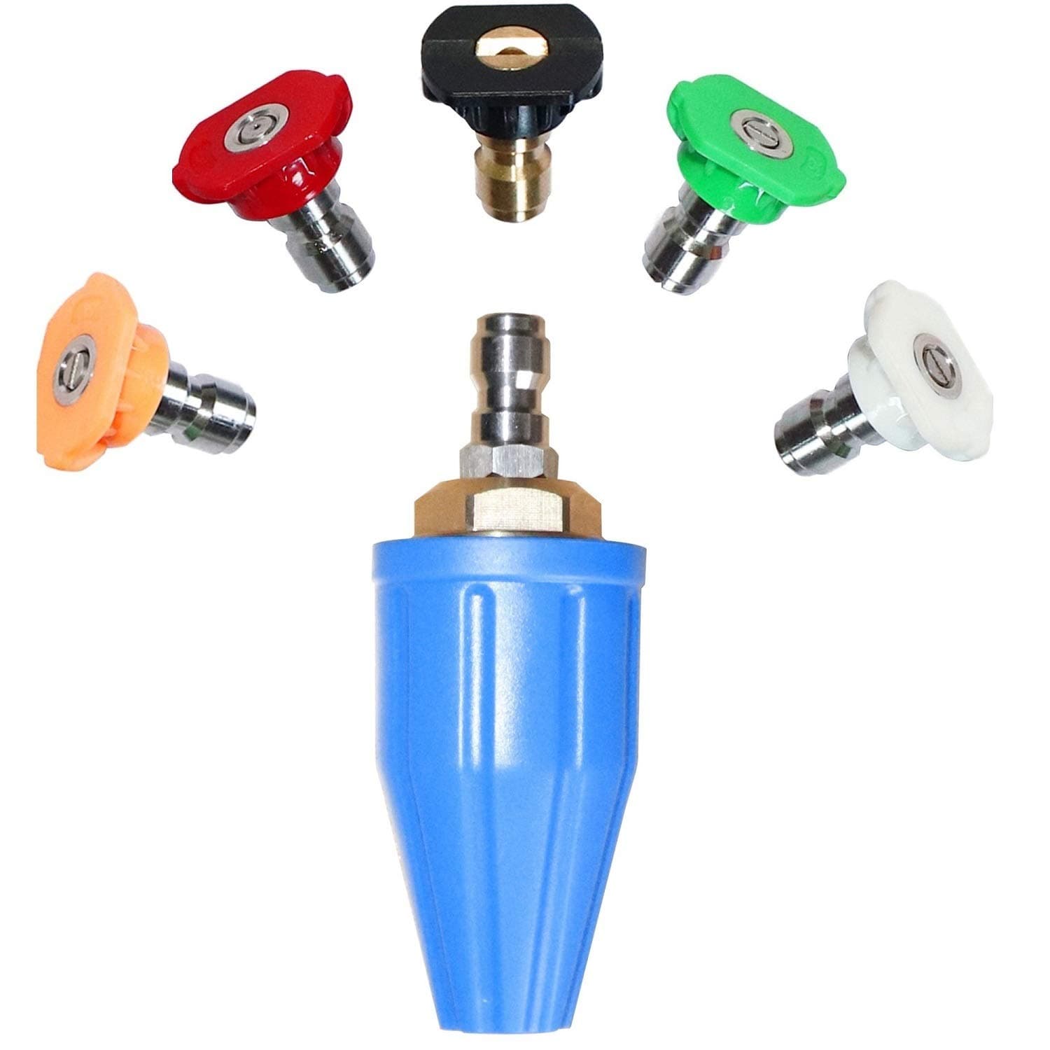 EDOU Pressure Washer Rotating Turbo Nozzle 4000PSI with 5 Spray Nozzle Tips Kit Multiple Degrees(0、15、25、40 Degrees,Soap)