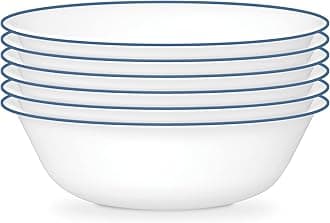 6-Piece 18oz Round Bowls Vitrelle Triple Layer Glass, Perfect for Soup, Cereal and Snacks, Lightweight, Chip and Scratch Resistant, Microwave and Dishwasher Safe, Botanical Stripes