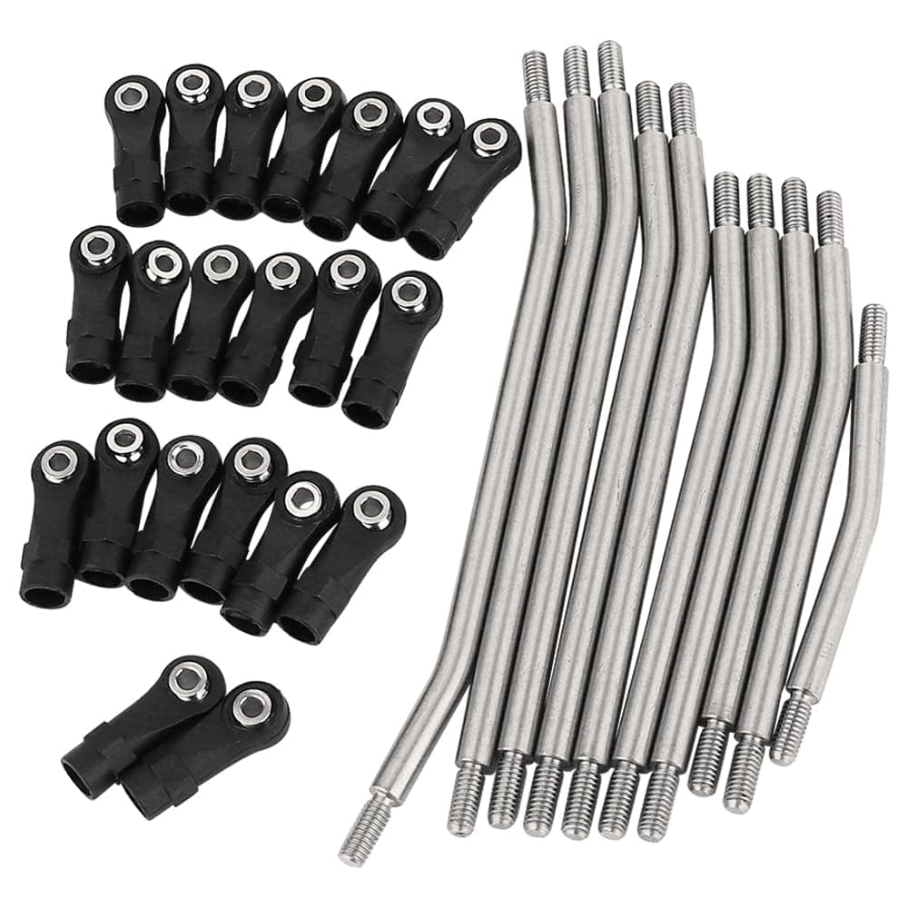 313mm Wheelbase 10Pcs Stainless Steel Link Rod Linkage for 1/10 RC Axial SCX10 II AX90046 AX90047 Rock Crawlers Metal Upgrade Parts