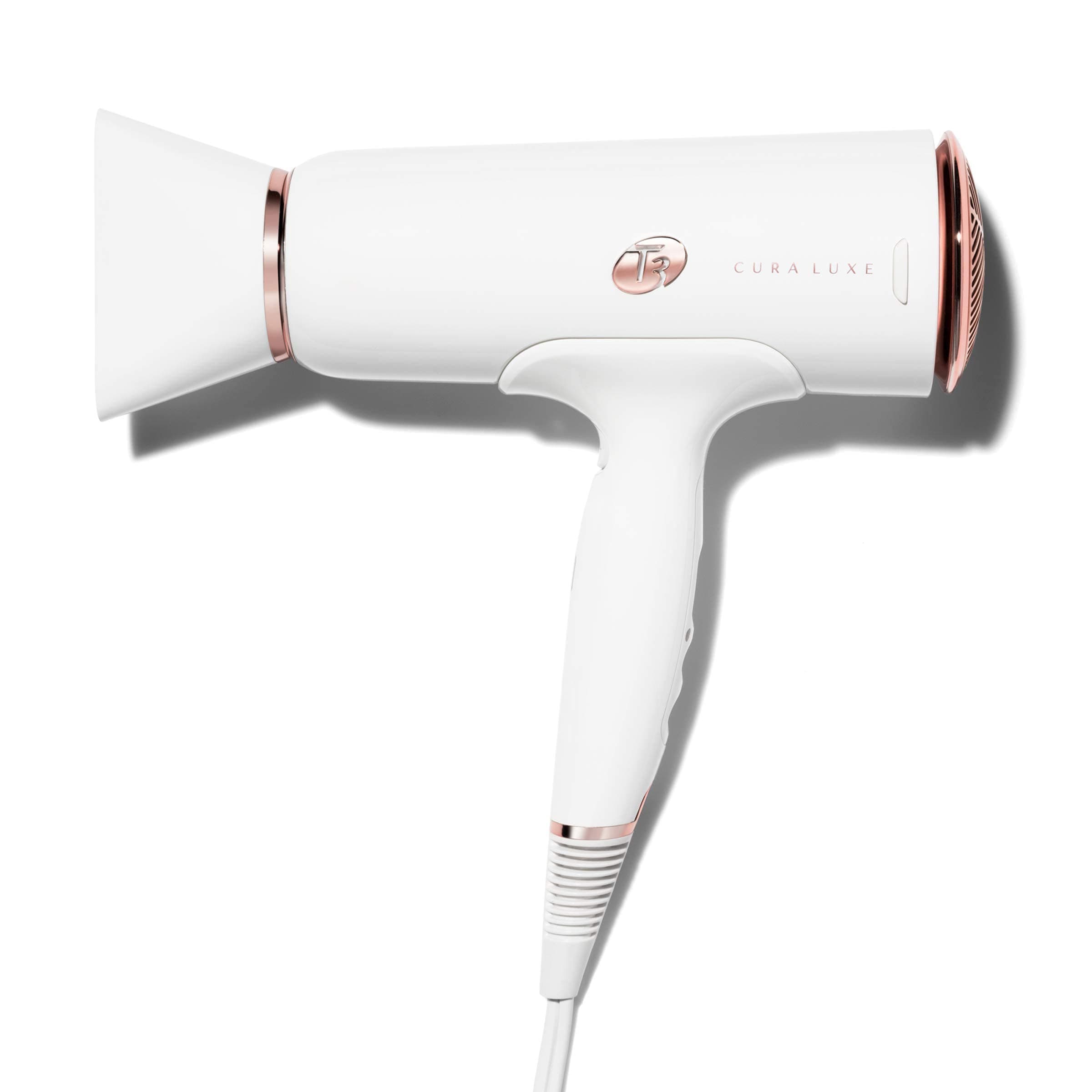 T3 Cura LUXE Hair Dryer, Digital Ionic Professional Blow Dryer, Frizz Smoothing, Fast Drying Wide Air Flow, Volume Booster, Auto Pause Sensor, Multiple Speed and Heat Settings, Cool Shot