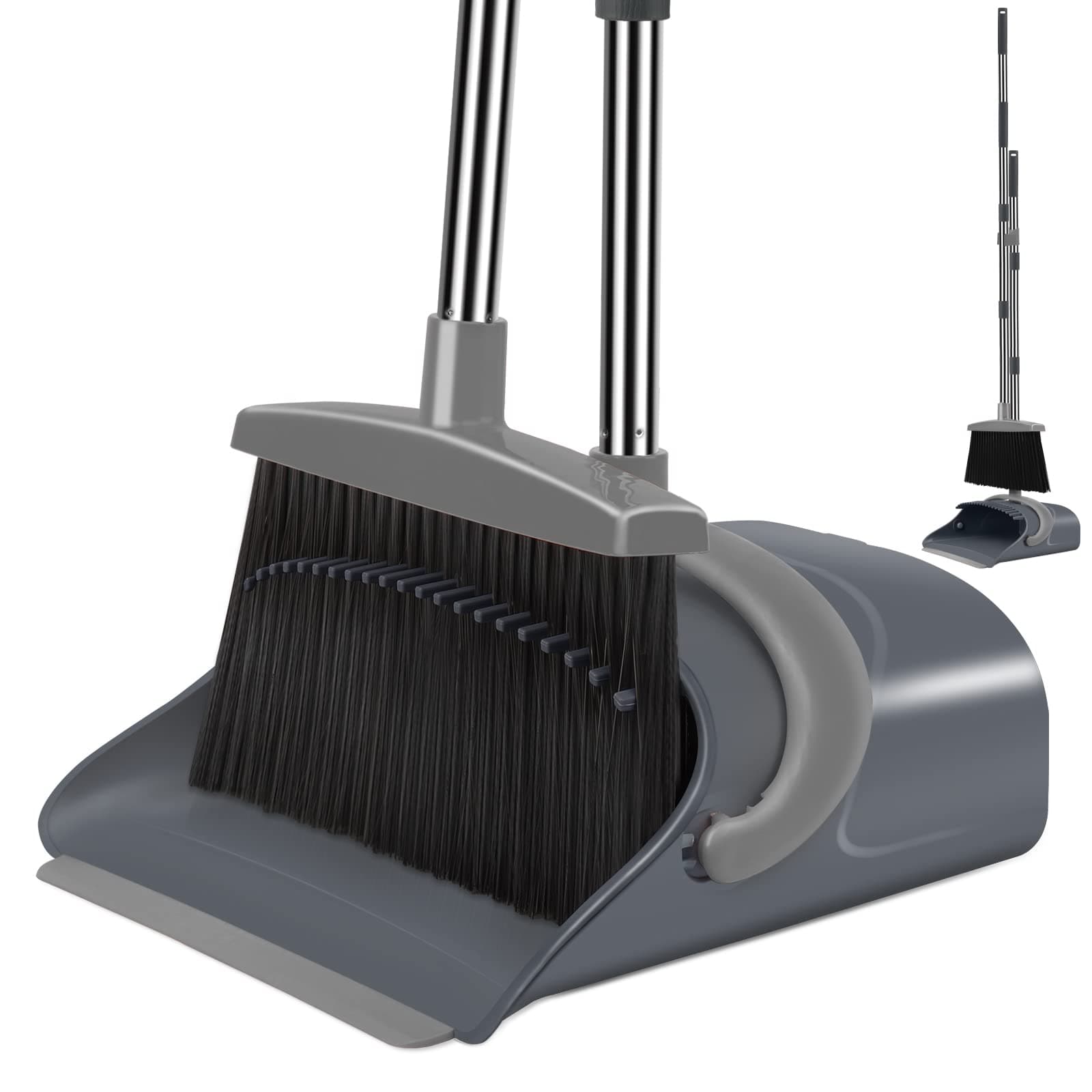 Broom Dustpan Set, Broom and Dustpan Set for Home, Broom and Dustpan Set for Office, Broom and Dustpan Set (Black&Gray)