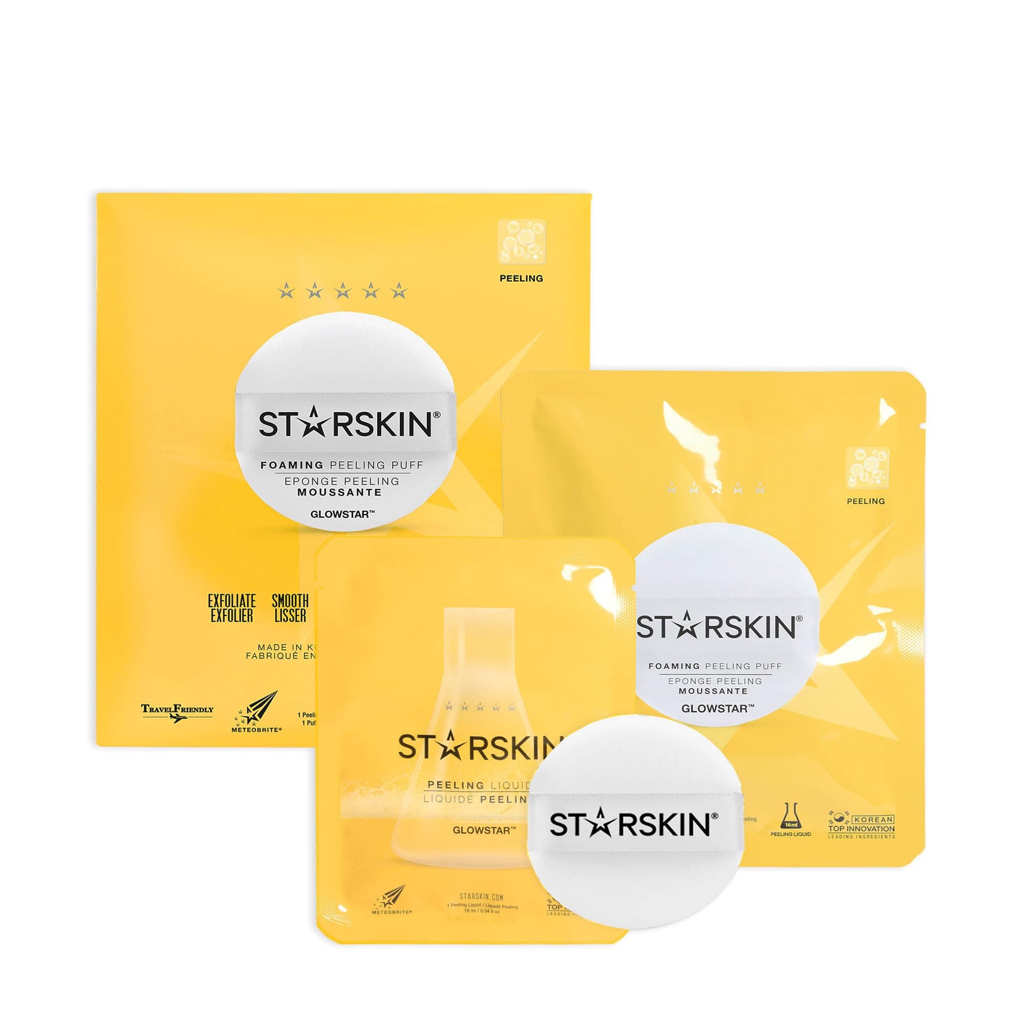 Glowstar, Facial Radiance Pads with Lactic and Glycolic Acid, AHA Exfoliant infused with Vitamin C Serum, Face Peeling Puff, Optimal for Soft Scrub, K Beauty Skincare