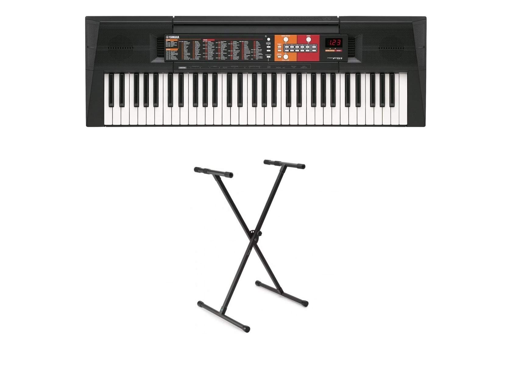 Yamaha PSRF51 Electronic Keyboard - Black & X-Stand Bundle (PSR-F51)