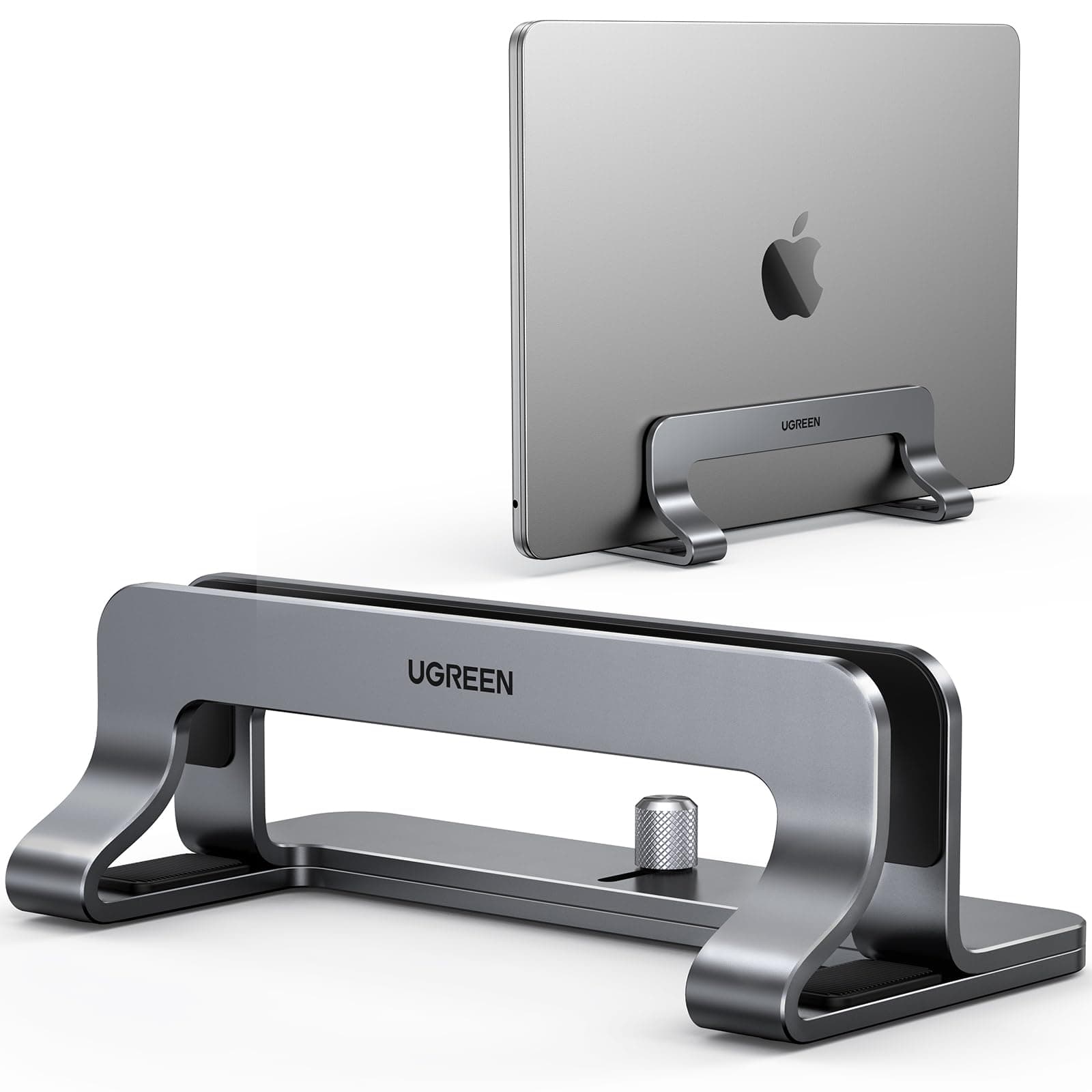 UGREEN Vertical Laptop Stand for Desk Adjustable Laptop Holder Dock Aluminum Desktop Stand, Compatible for MacBook Air Pro, Microsoft Surface(Grey)
