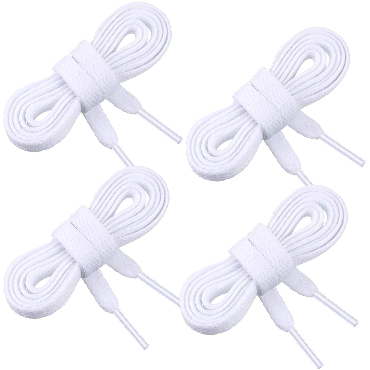 2 Pairs Flat Shoelaces Trainer Shoelaces Replacements Athletic Shoe Laces for Sports Shoes, Casual Shoes Adults or Kids (White)