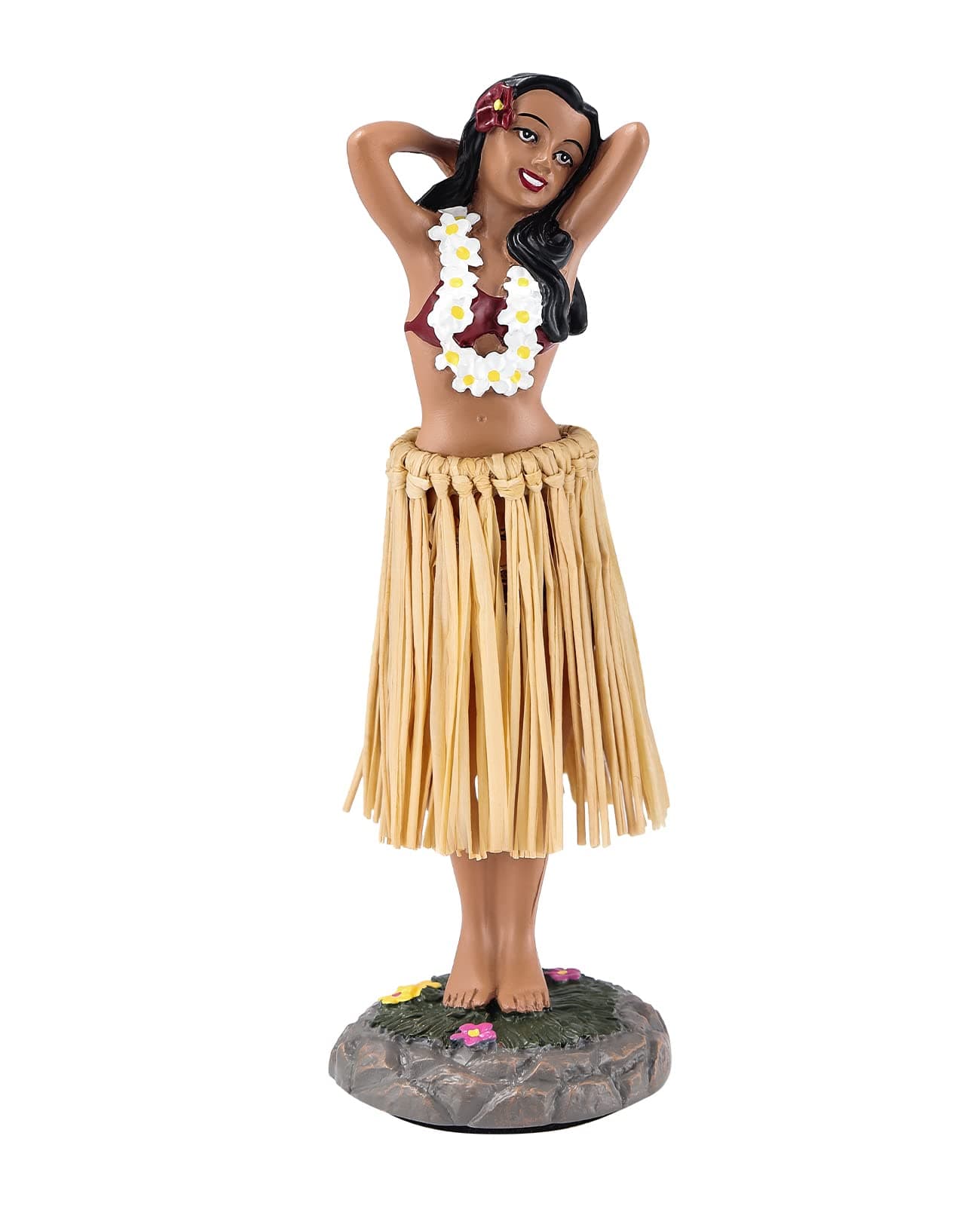 Hawaii Hula Girl Bobbleheads for Dashboard Decor - Medium Size, 6.3" High