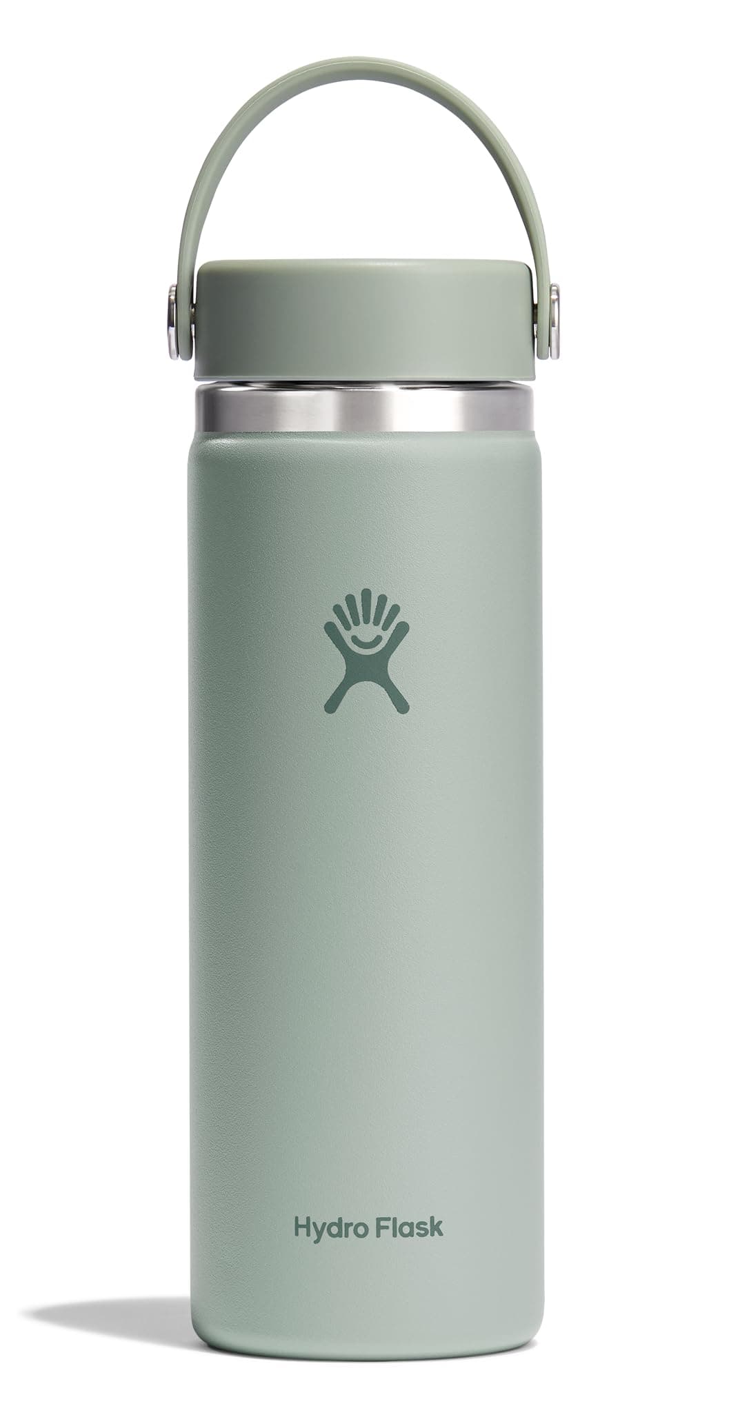 Water Bottle - Insulated Stainless Steel - Wide Mouth Flex Lid, Non Spill, Leakproof and Refillable in 20 Oz Agave Green