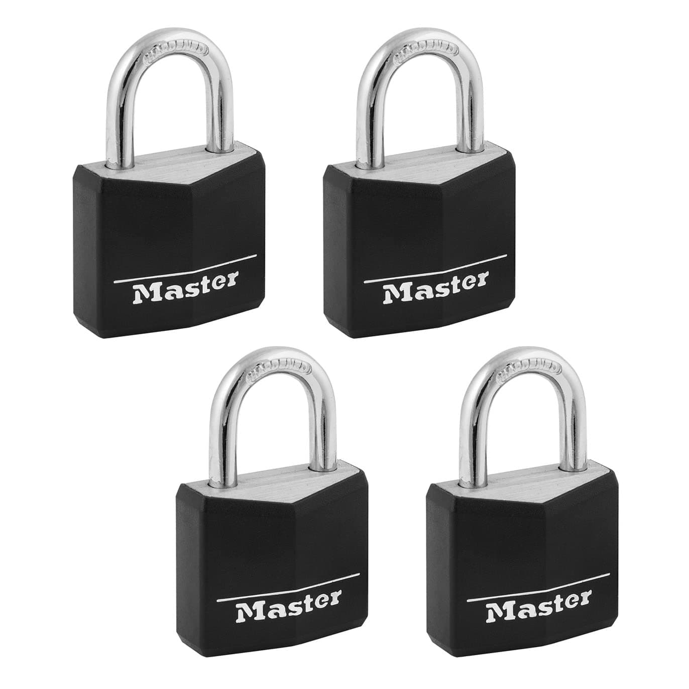Padlock, Covered Aluminum Lock, 1-3/16 in. Wide, Black, 131Q (Pack of 4-Keyed Alike)
