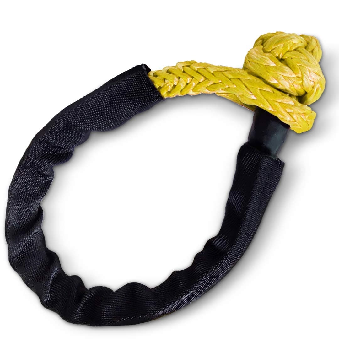 Pismire Synthetic Soft Shackle Rope 3/8'' Rugged Offroad Shackles with Protective Sleeve (30000LB-35000LB Breaking Strength) for Boating ATV UTV SUV Truck Jeep Recovery (Yellow)