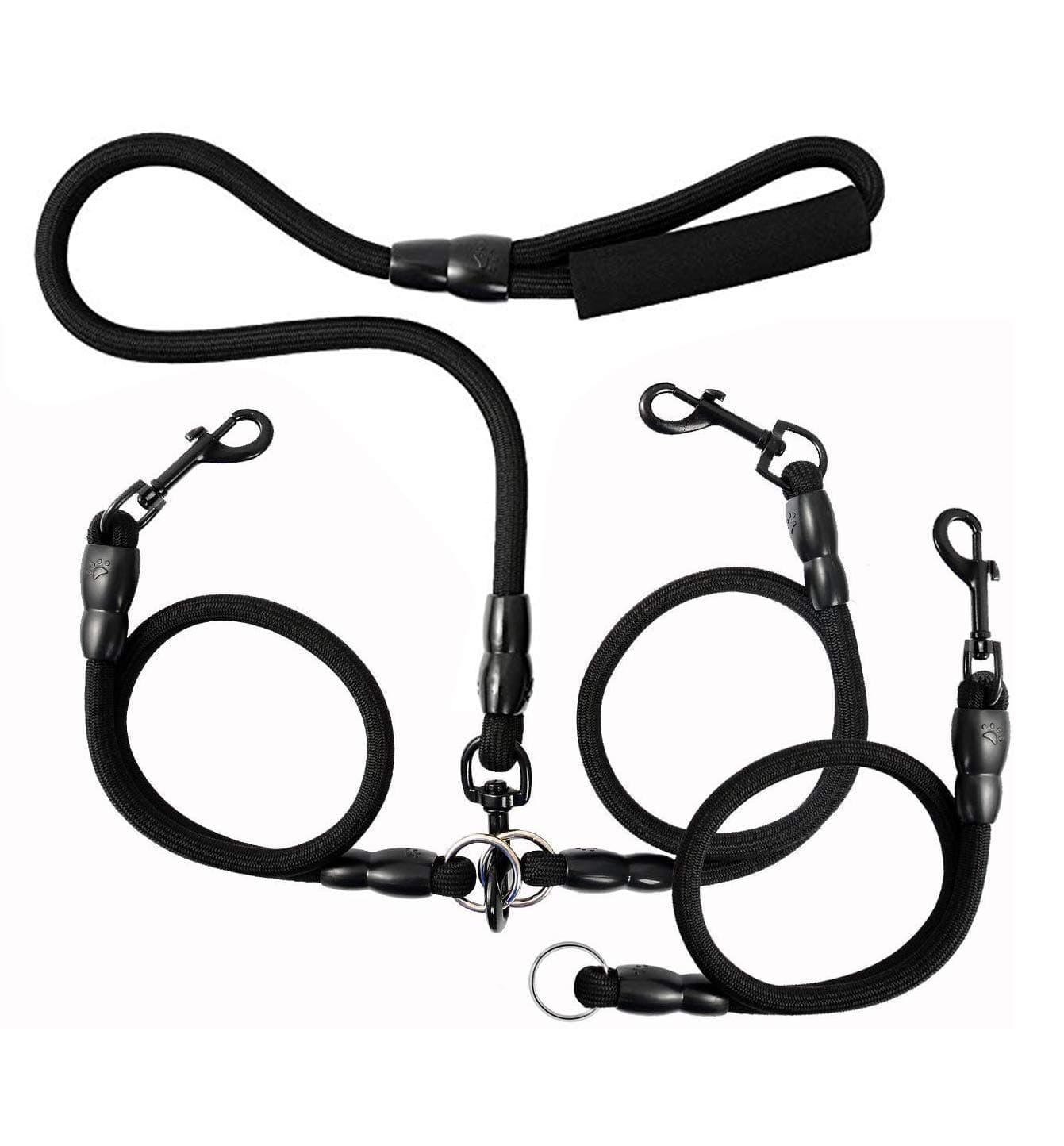 MoSANY Double Dog Leash Dual Dog Leash Coupler Heavy Duty Reflective Adjustable Splitter Lead 360° Swivel No Tangle Nylon with Soft Padded Handle for 2 Dogs Walking Training Two Dog Leash