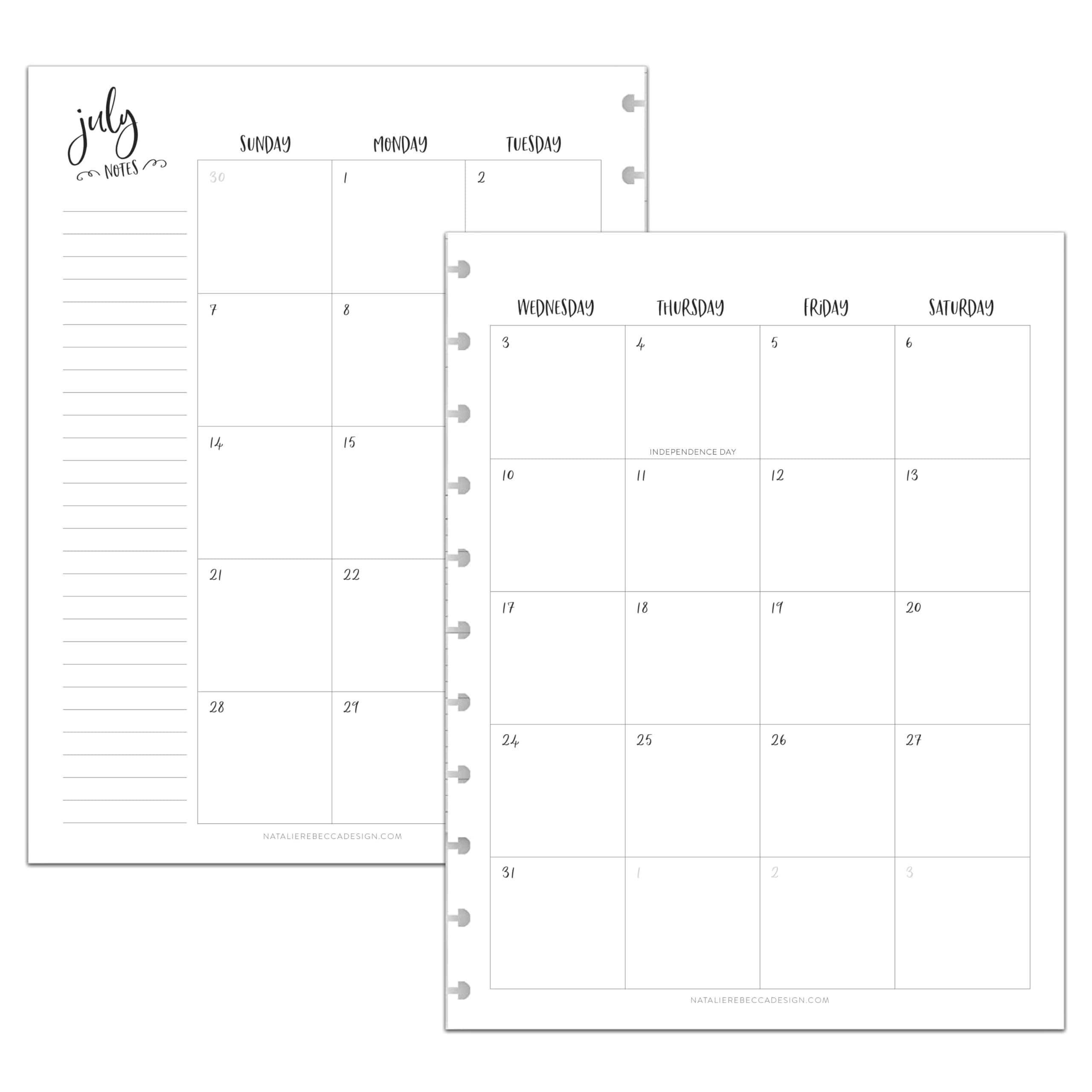 BetterNote July 2025 - June 2026 Academic Monthly Calendar Refill for Discbound Notebook, School Dates, Fits Levenger Circa, Big Happy Planner, Arc, TUL (Whimsy, 11-Disc, 8.5"x11")