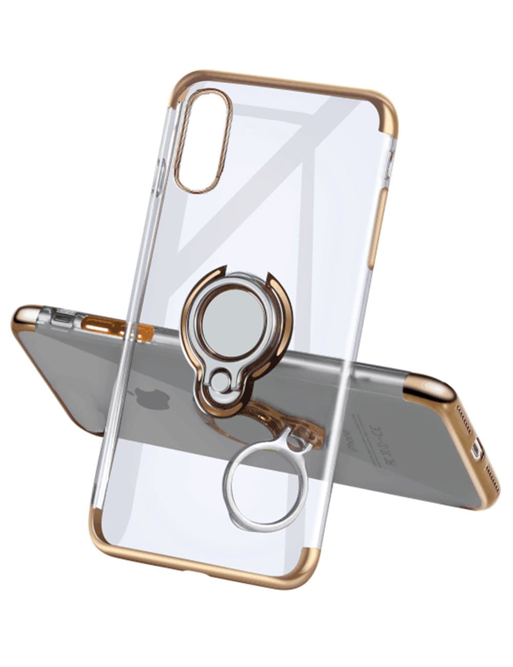 Yoopake iPhone Xs Case iPhone X Case Clear Slim Fit Ultra Thin Cover with Grip Ring Holder Stand (360° Rotatable) and Magnetic Back for Car Mount, Protective Phone Case for iPhone Xs - Gold