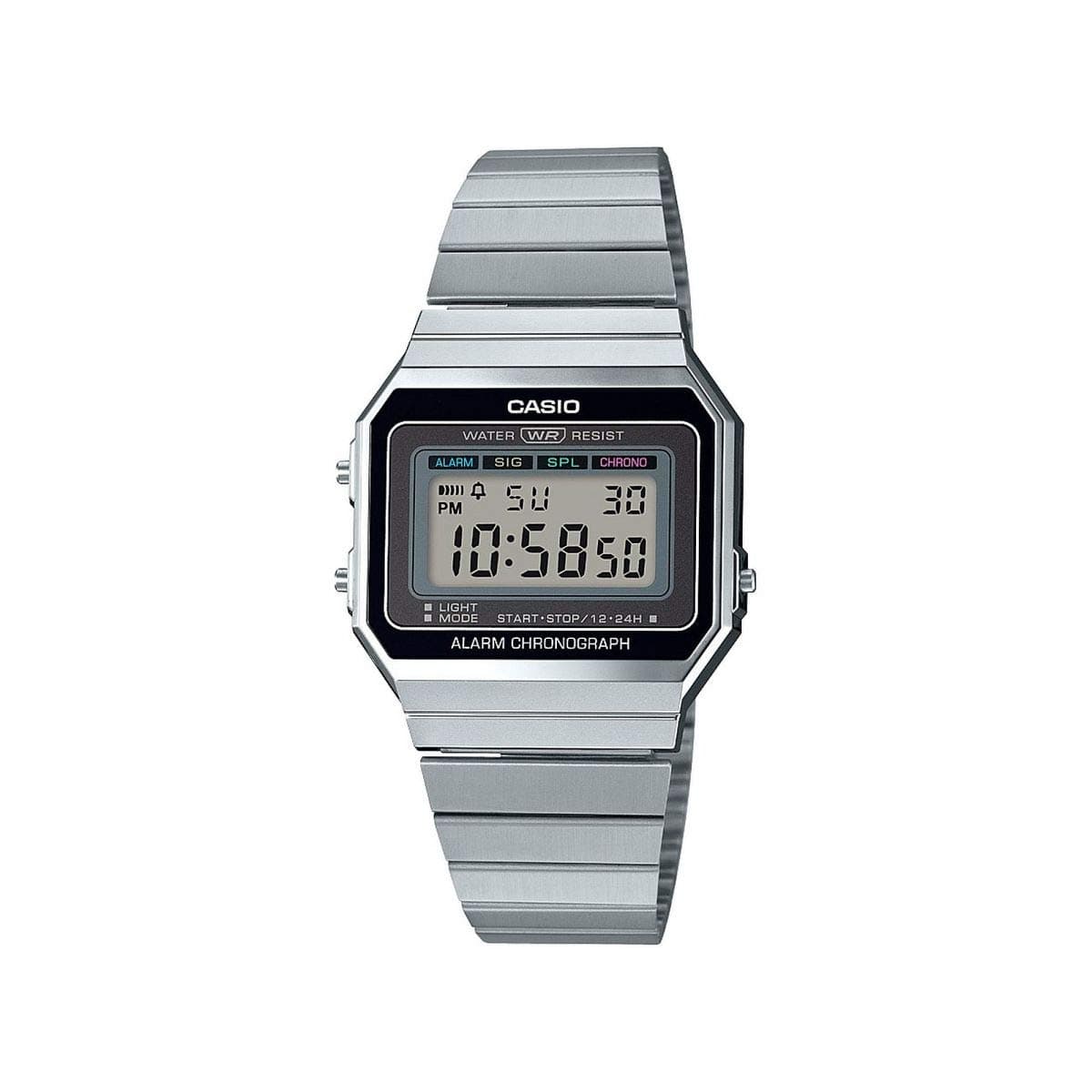 Casio Collection Womens Digital Watch A700WE with Stainless Steel Strap