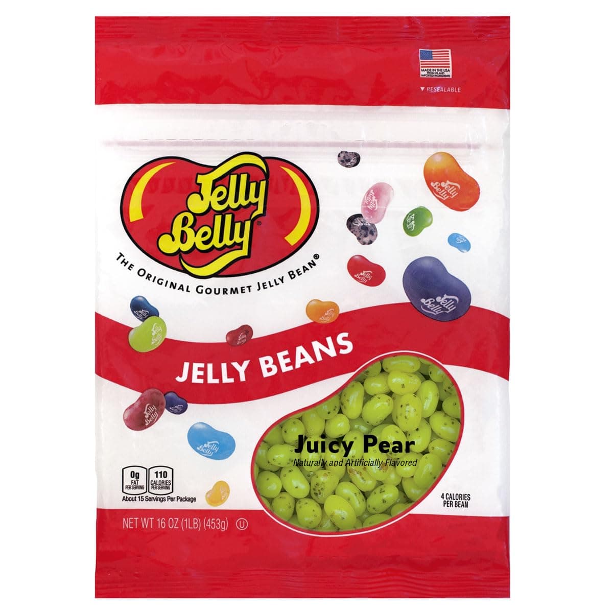 Juicy Pear jelly beans - 1 Pound (16 Ounces) Resealable Bag - Genuine, Official, Straight from the Source