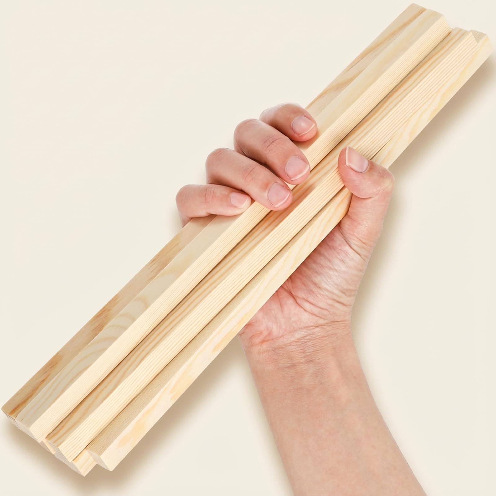 Elsjoy 50 Pack Square Wooden Dowel Rod, 12mm ×30.5cm Unfinished Pine Wood Sticks, Natural Long Dowel Strips Wood Sticks for Woodcraft, Model, DIY Project, Home Decor