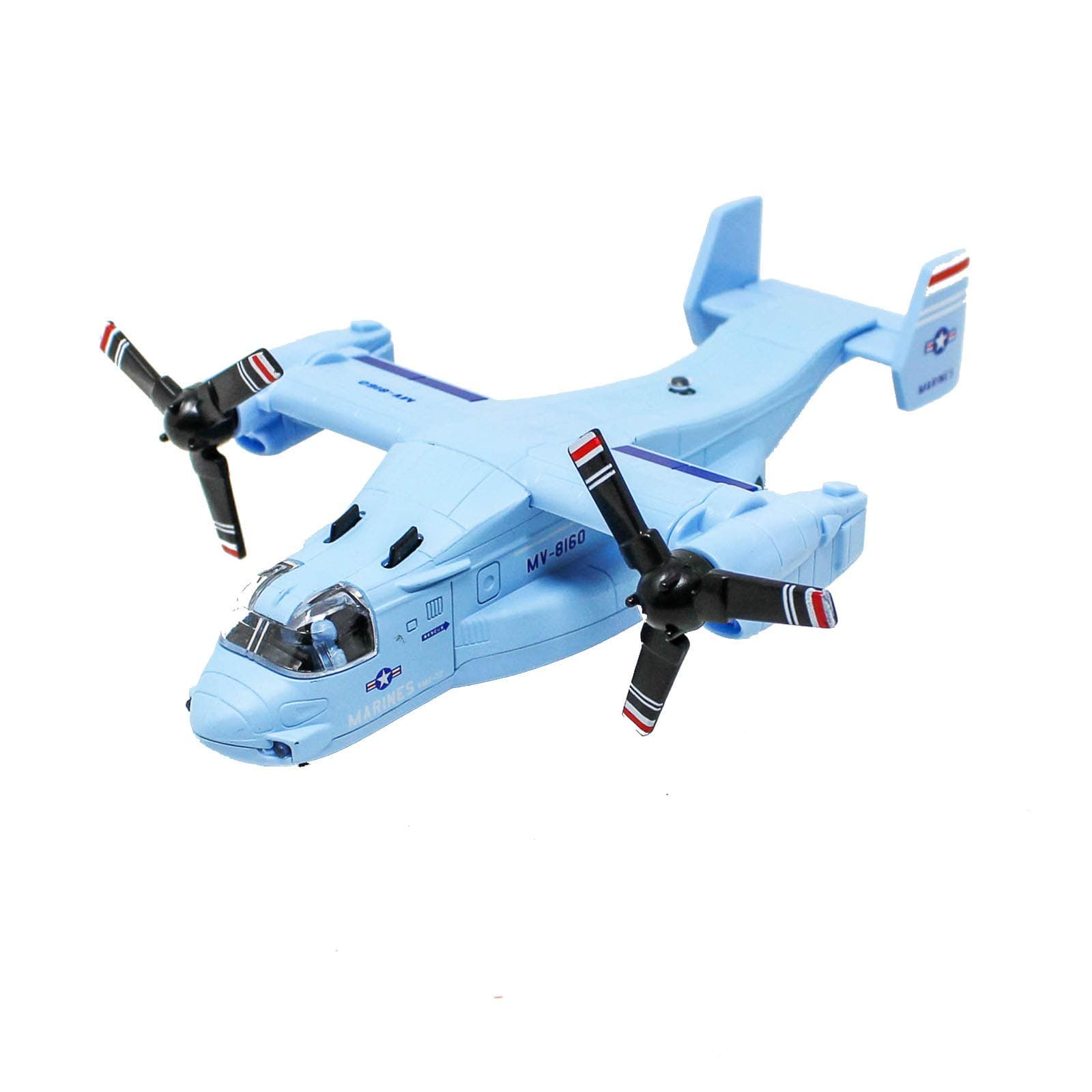 Tootpado Military Aircraft Diecast Planes for Kids Pull Back Action 7 Inch Long Army Helicopter Toys - Blue (1tng546)