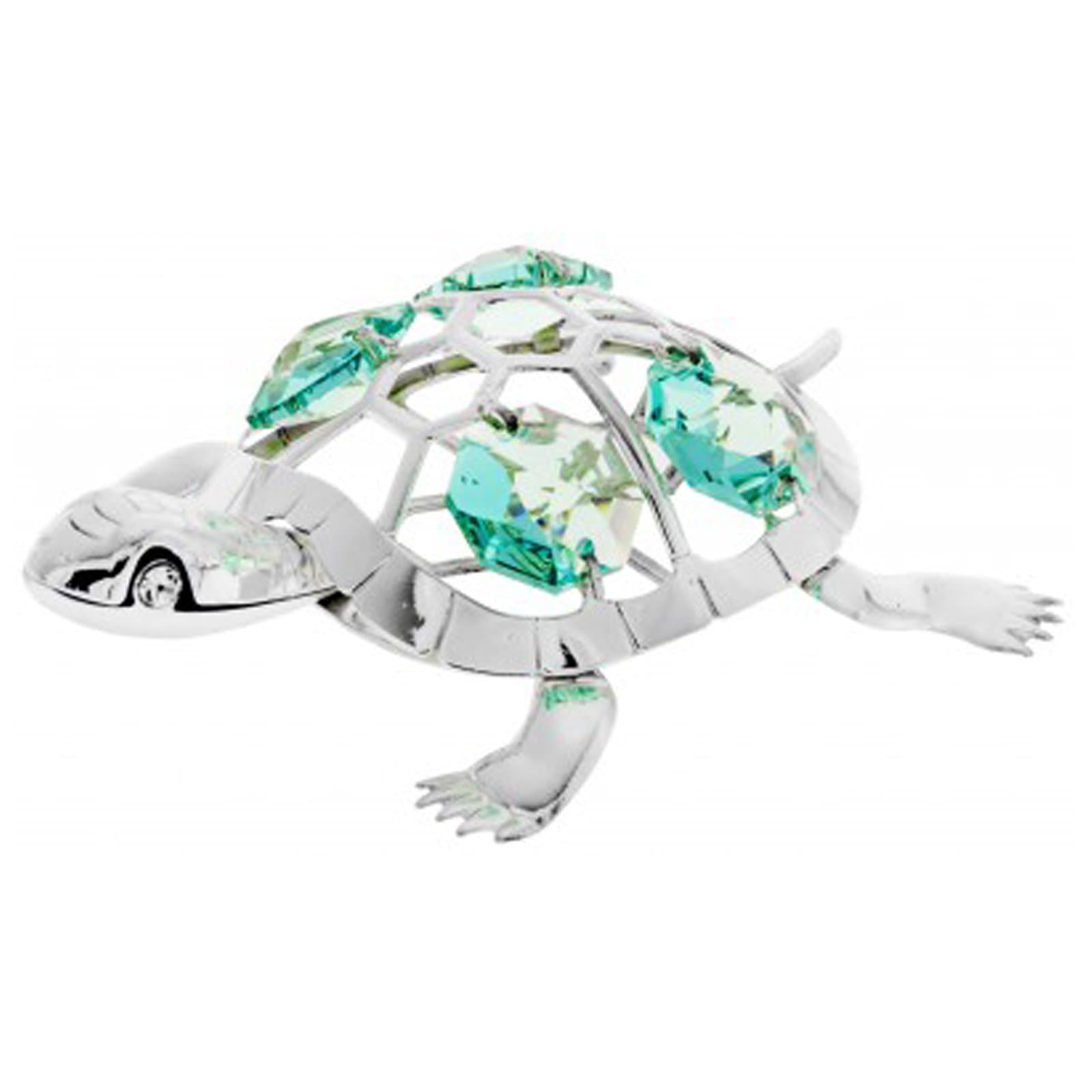 Turtle Silver Plated Spectra Crystal by Swarovski Tabletop Statue Ornament Figurine