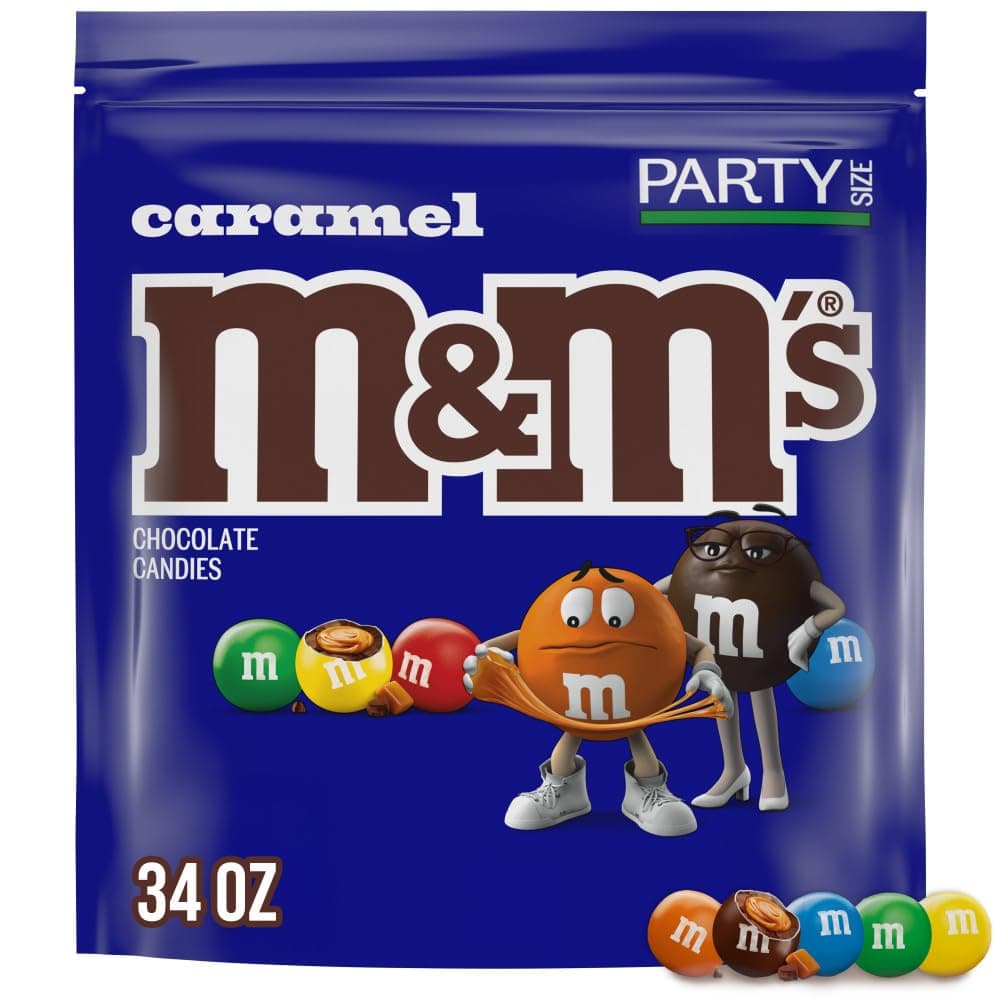 M&M'S Caramel Milk Chocolate Candy Bulk Pack, Party Size, 34 oz Bag