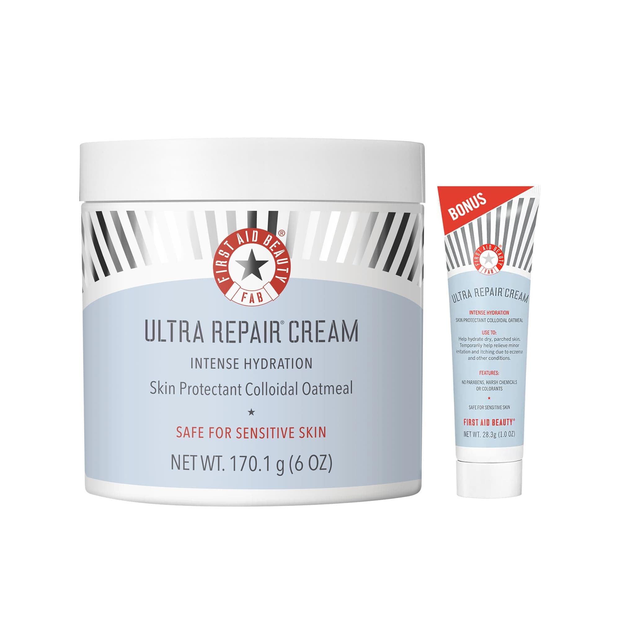 First Aid Beauty - Ultra Repair Cream, Intense Hydration Whipped Colloidal Oatmeal, Clinically Proven to Strengthen Skin Barrier in 7 Days & Helps Relieve Eczema, Luxury Moisturizer, 6 oz + Bonus, 2ct