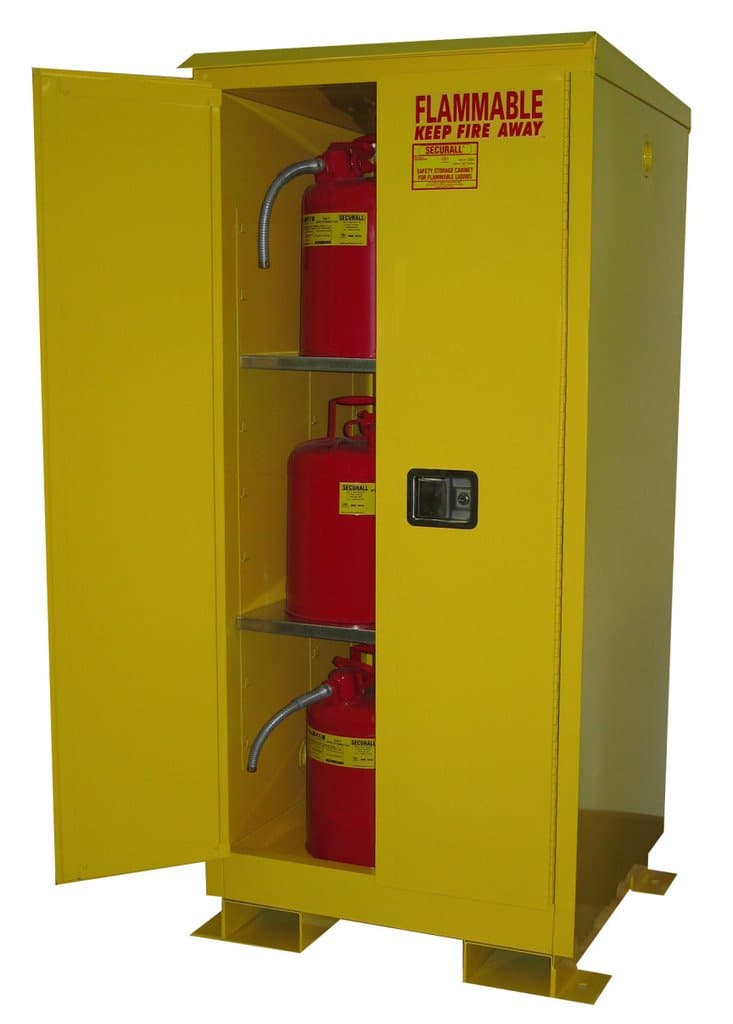 SecurallA160WP1 Weatherproof Flammable Storage Cabinet, Outdoor, Non-Corrosive Cabinet, 15 YR Warranty, 2-Door, 60 Gal Capacity, 69 x 31 x 31 in, 2 Shelves, FM Approved, Smart Certified - Yellow